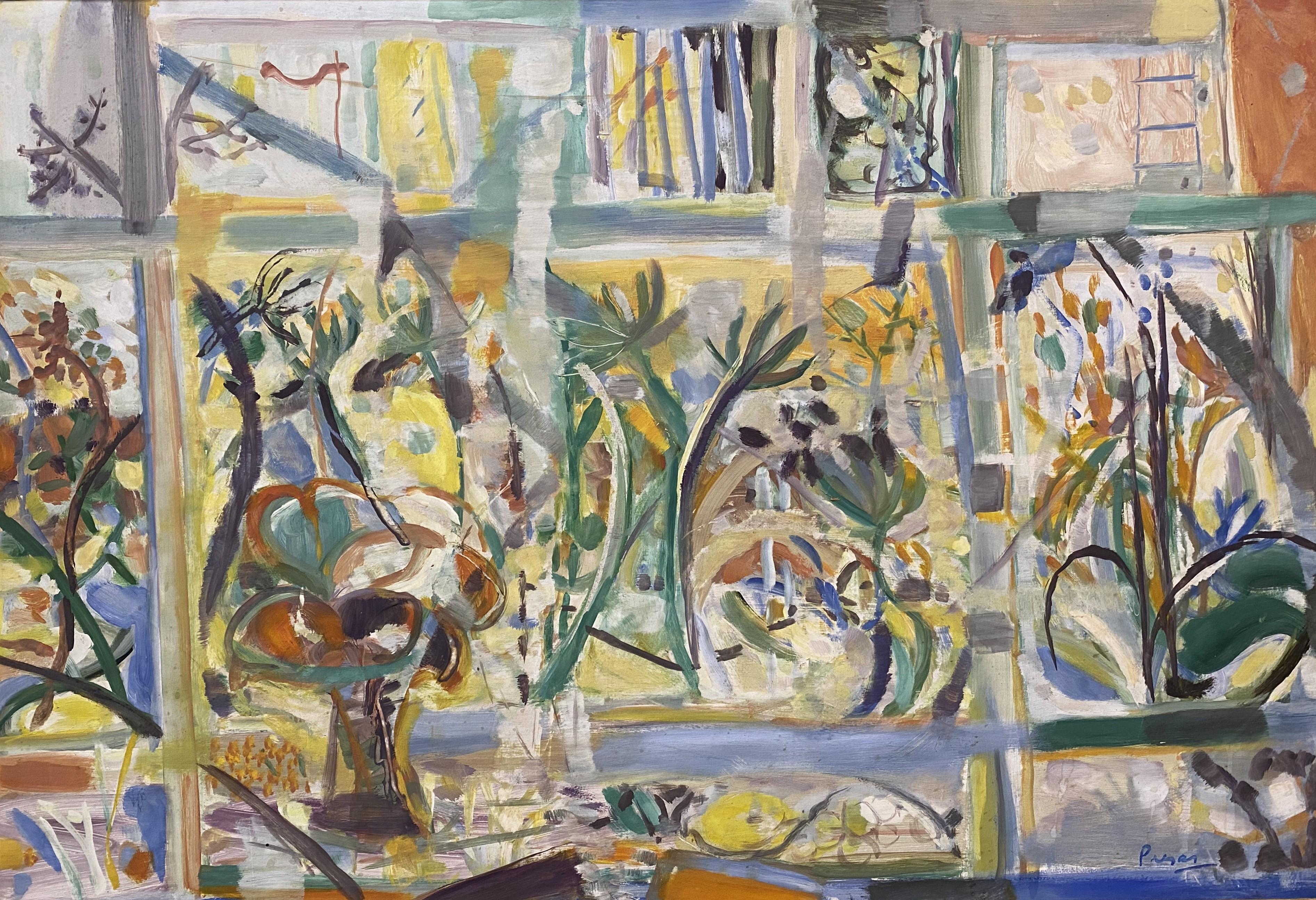 Flores a través de una ventana - Painting de Leopoldo Presas