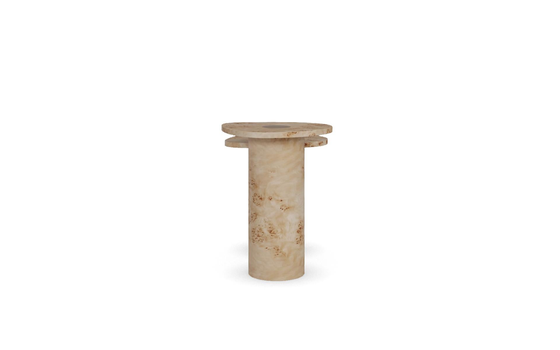 Portuguese Leora Side Table by Nolita Harbour: Poplar Root Table with Brass-leg Frame For Sale