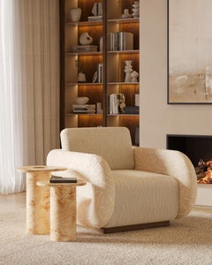 Leora Side Table by Nolita Harbour: Poplar Root Table with Brass-leg Frame