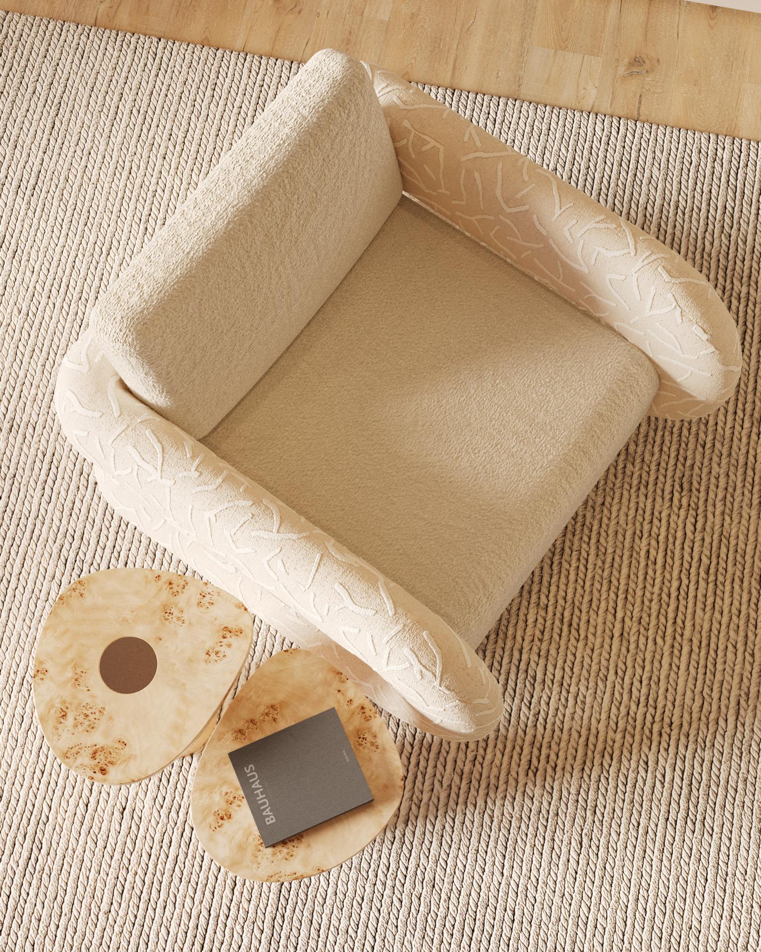 Modern Leora Side Table by Nolita Harbour: Poplar Root Table with Brass-leg Frame For Sale