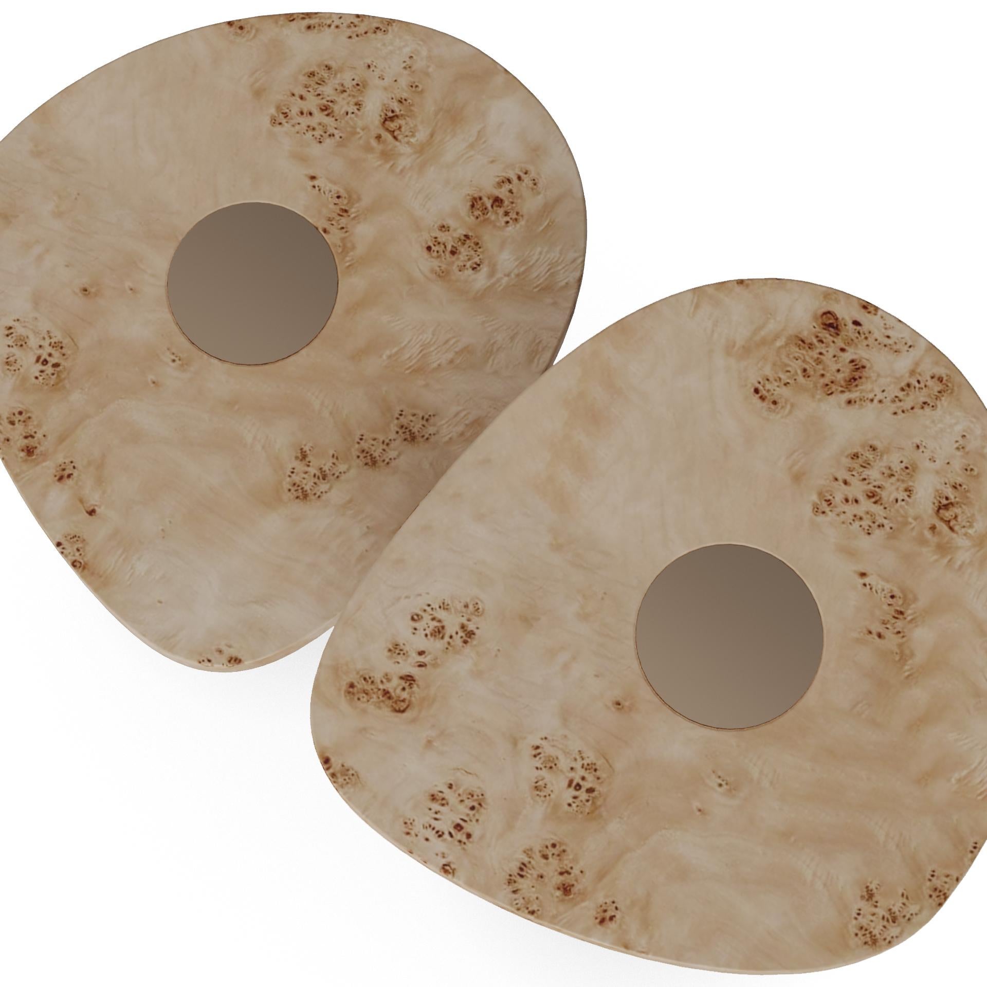 Leora Side Table by Nolita Harbour: Poplar Root Table with Brass-leg Frame In New Condition For Sale In Carvalhosa, PT