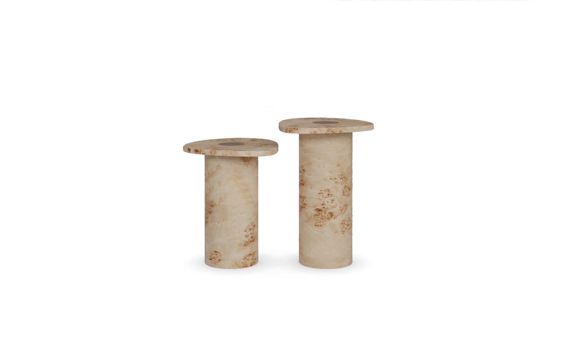 Leora Side Table by Nolita Harbour: Poplar Root Table with Brass-leg Frame For Sale