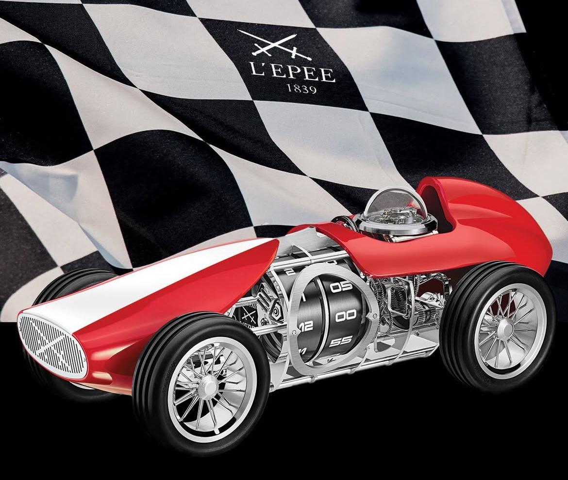 WHEN 1950s RACE CARS MEET SWISS WATCHMAKING

L’Epée 1839 takes us behind the wheel of the Time Fast. This vintage-inspired race car and a modern clock in one is a kinetic sculpture that tells the time.

It was designed by Georg Foster, a promising