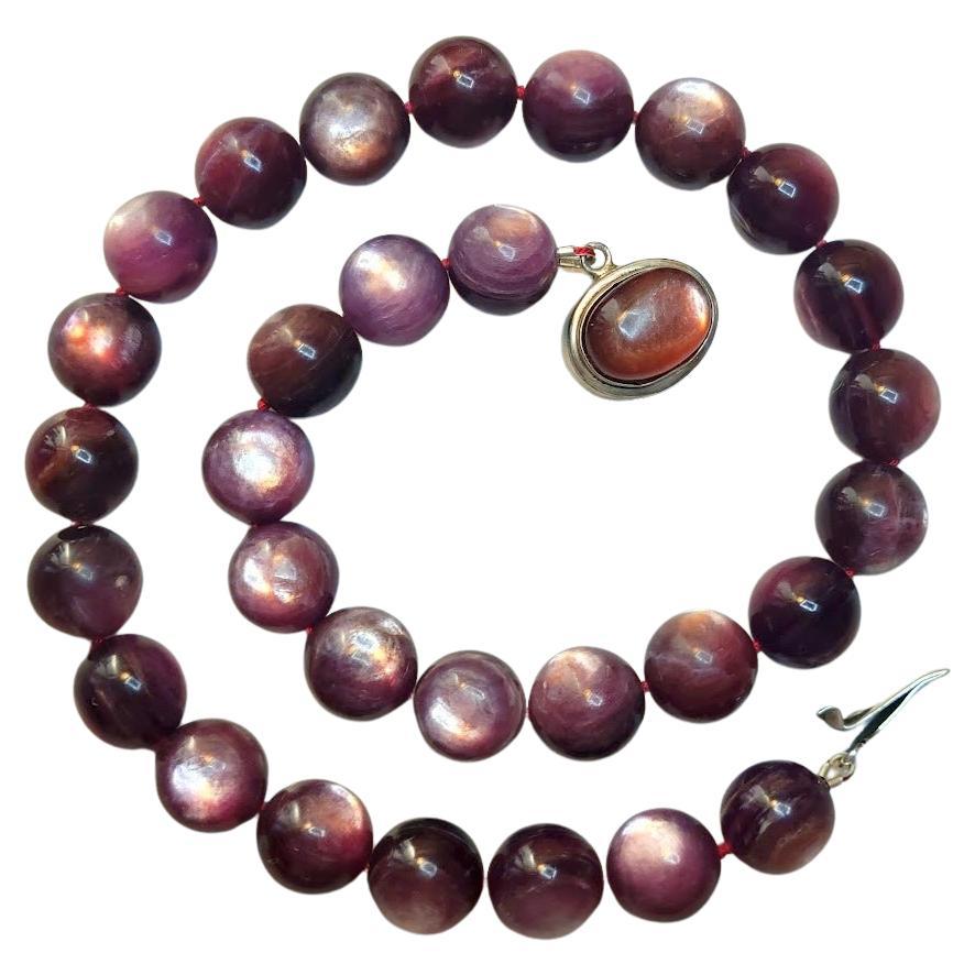 Lepidolite Beaded Necklace with Lepidolite Silver Clasp