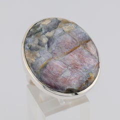 Lepidolite violet mica silver ring