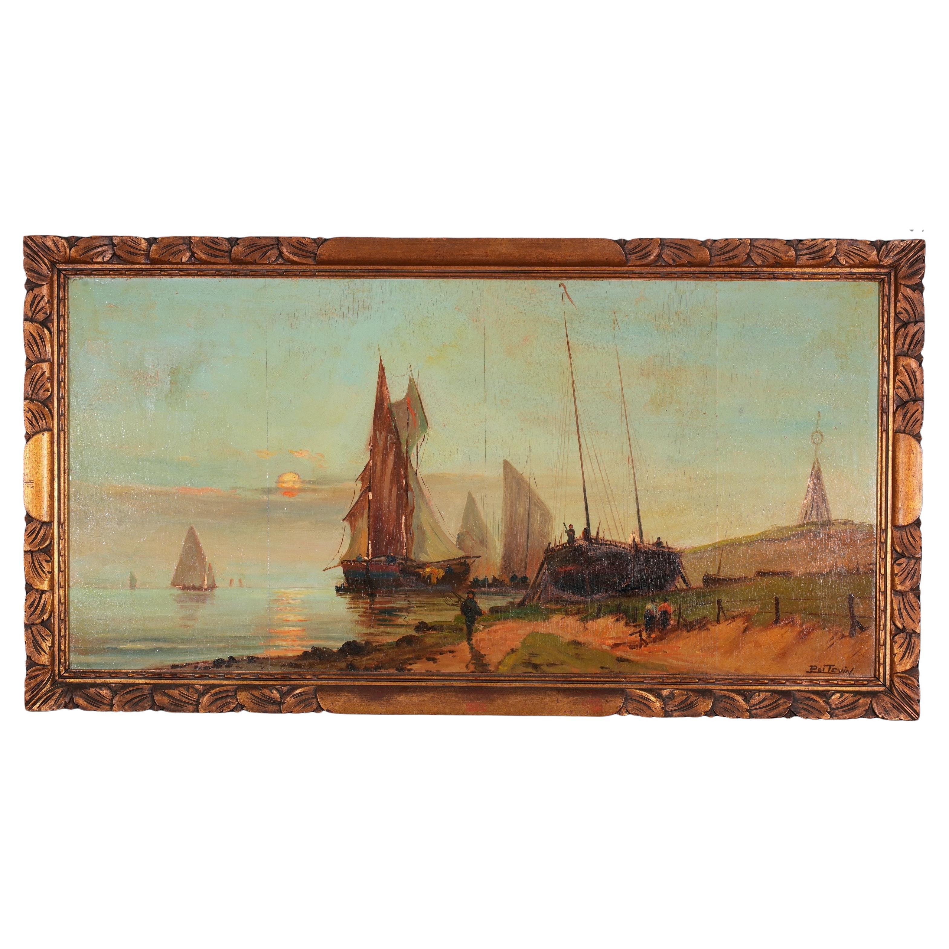 Lepoittevin Early 19th Century Marine Oil Painting  For Sale