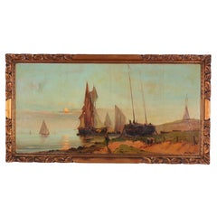 Marin Lepoittevin Début du 19e siècle Peinture à l'huile marine 