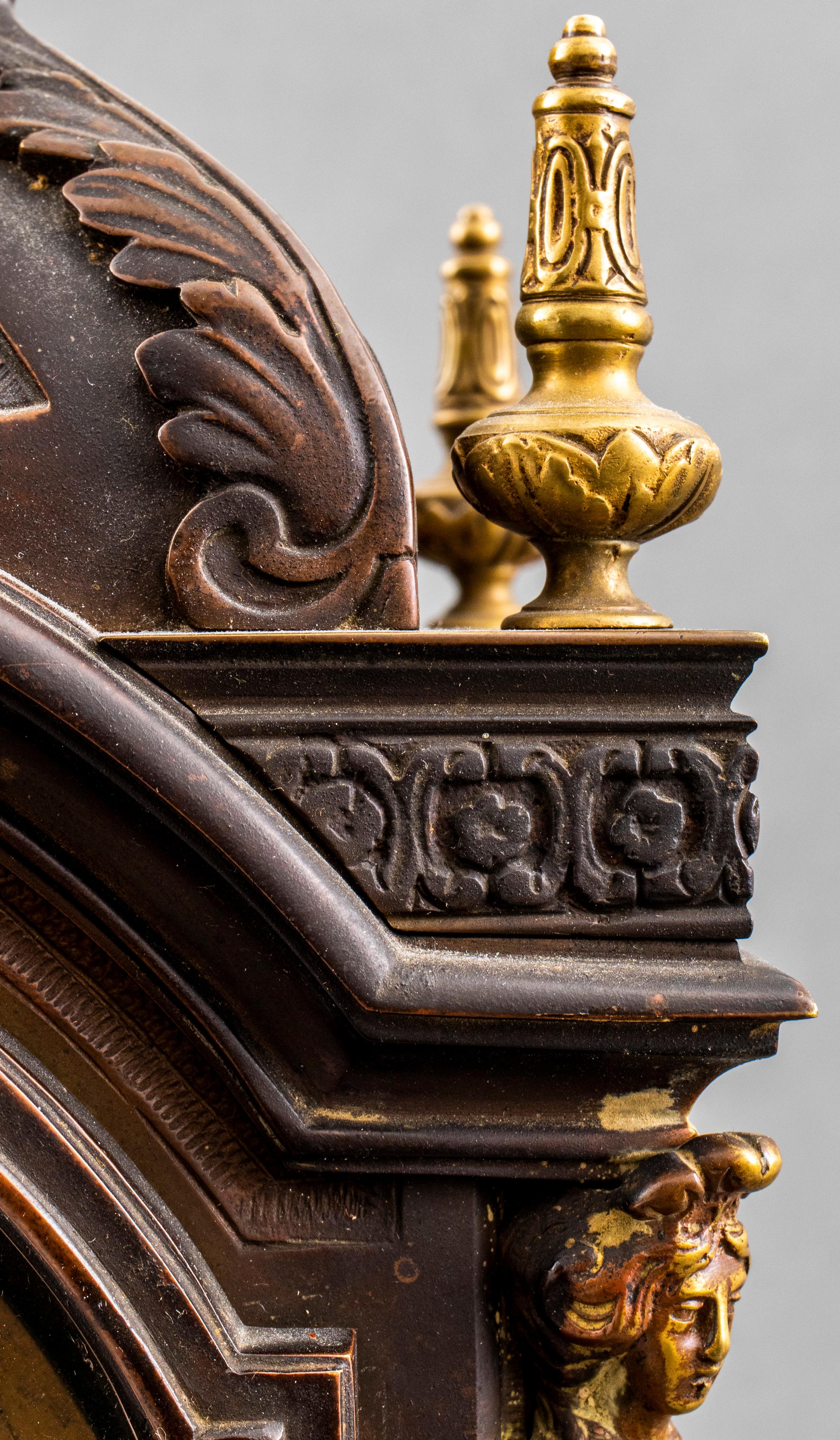 19th Century Lerolle Freres French Régence Style Bronze Mantel Clock