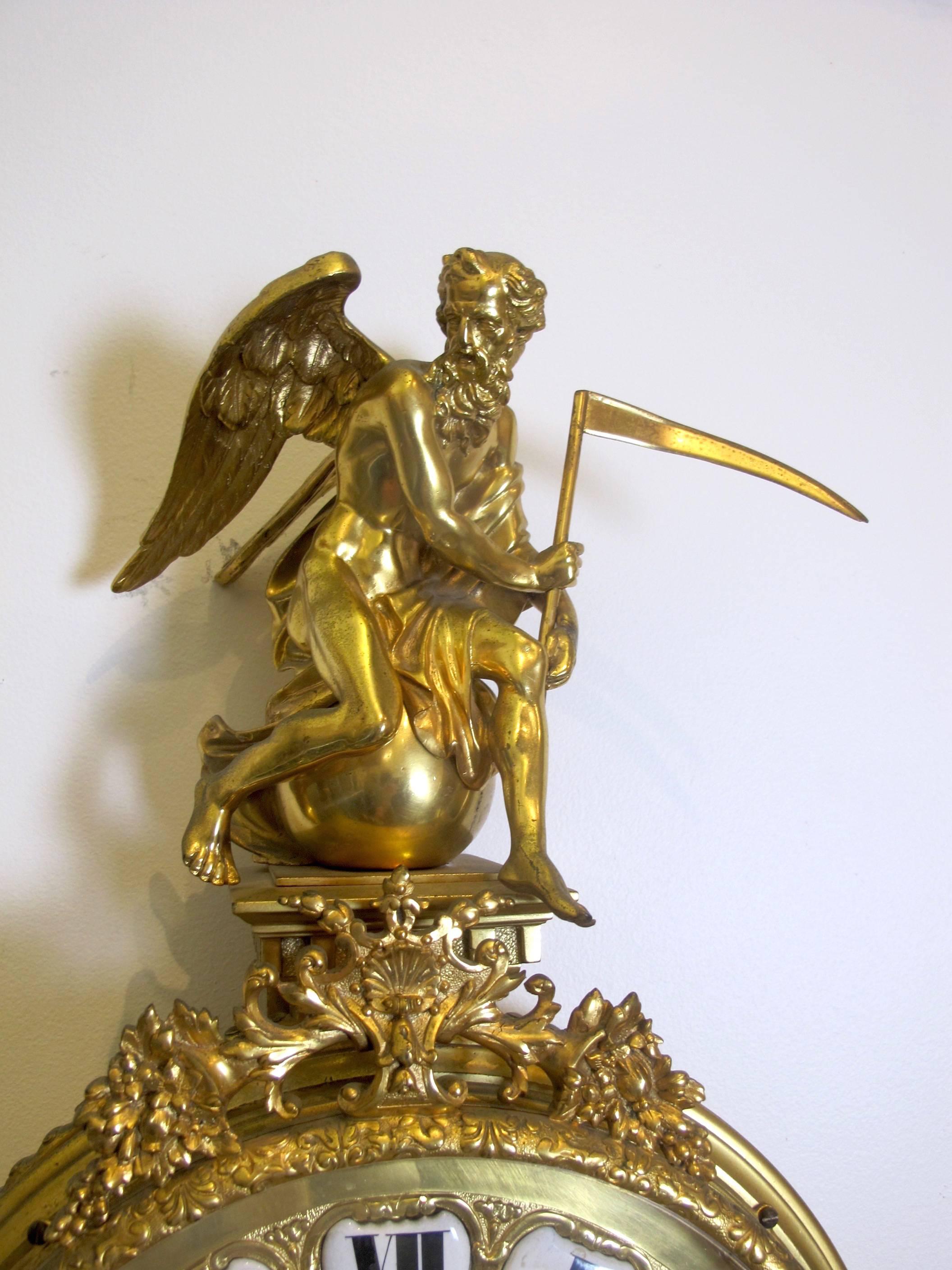 Lerolle Freres Gilt Bronze Louis XVI Style Wall Clock, 19th Century For Sale 5