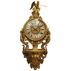 Antique Lerolle Freres Gilt Bronze Louis XVI Style Wall Clock, 19th Century