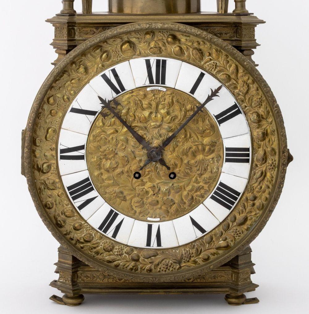 LeRolle Regence Style Brass Pedestal Clock In Good Condition For Sale In Astoria, NY