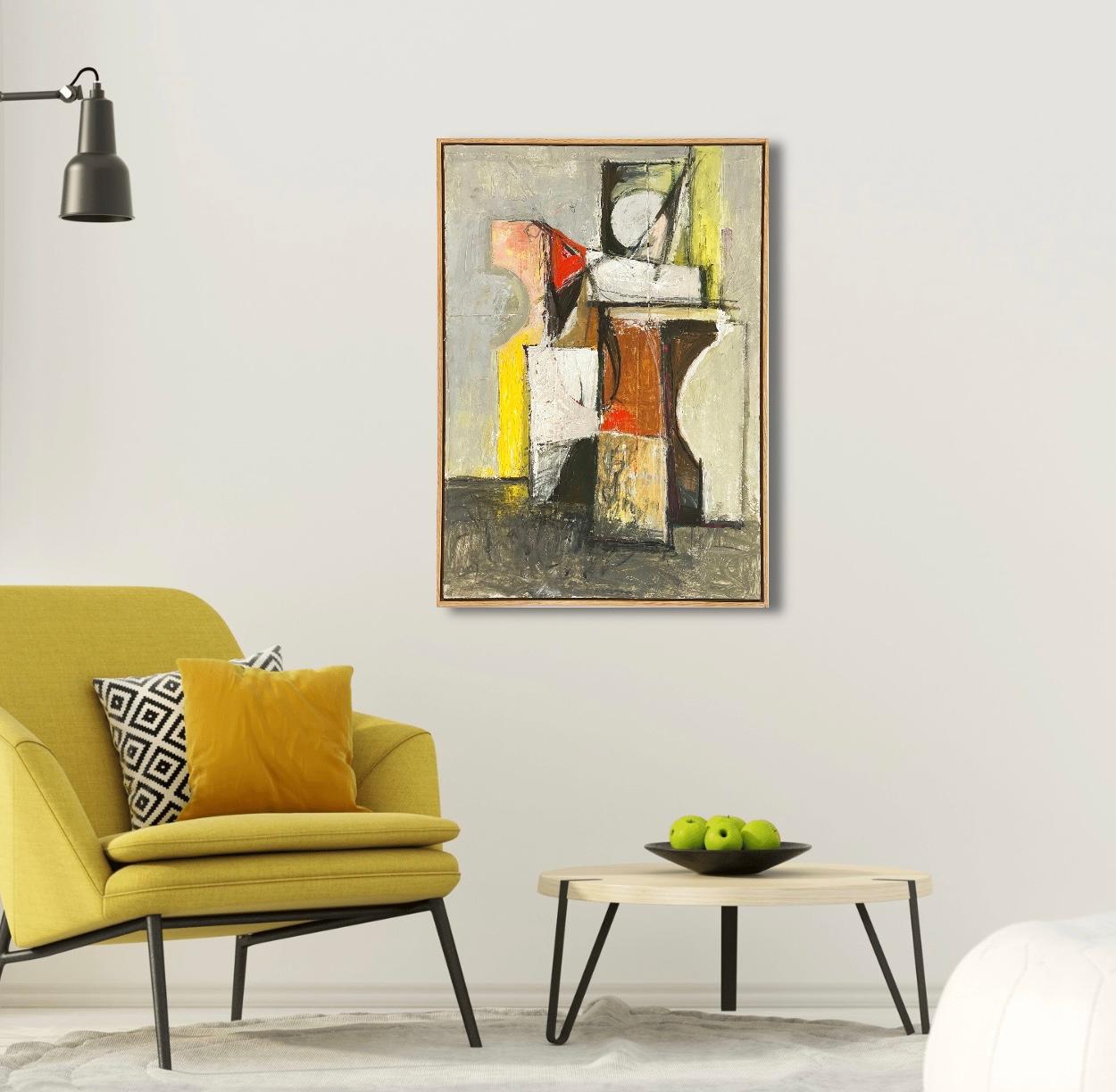 „Cubism Series“ 2021, Mixed Media-Collage auf Tafel mit maßgefertigtem Eichenholzrahmen im Angebot 2