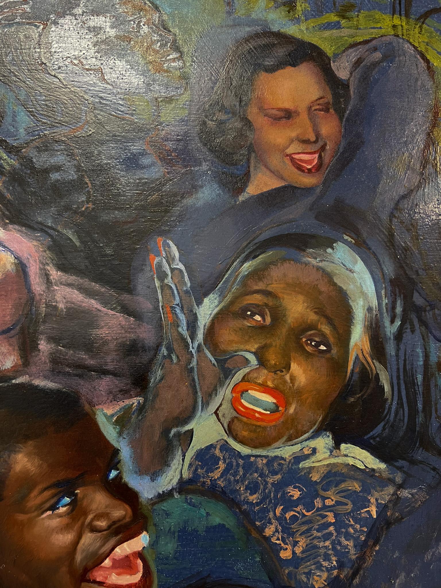 Untitled Mid-Century Painting of Party by African-American Artist from Detroit. For Sale 1