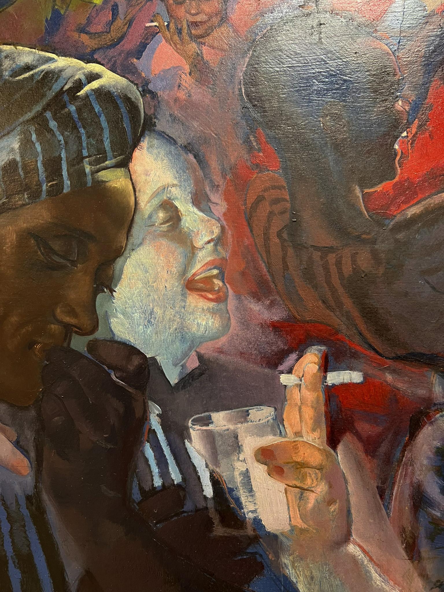 Untitled Mid-Century Painting of Party by African-American Artist from Detroit. For Sale 2