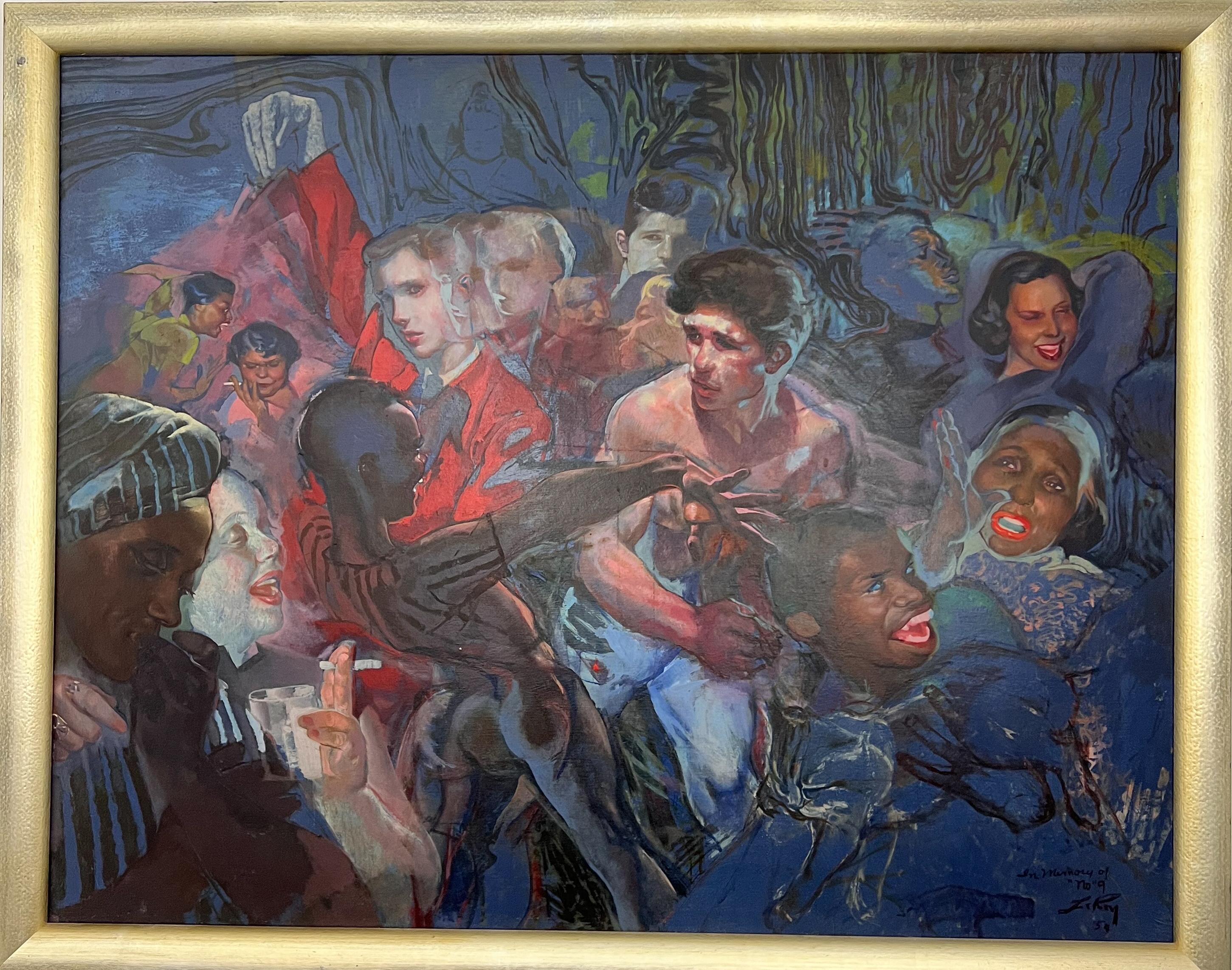 Leroy Foster Portrait Painting - Untitled Mid-Century Painting of Party by African-American Artist from Detroit.
