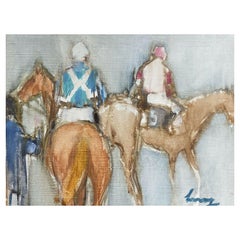 Leroy, French Contemporary Modernist Painting, Village Houses, Muted Colors