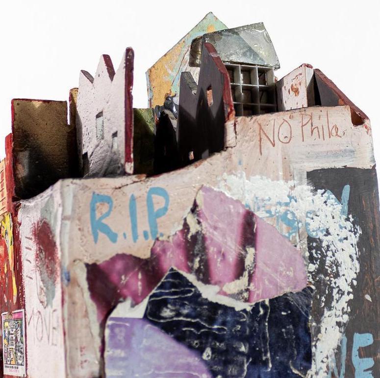 House clay sculpture of urban city row home w/ multiple Black History references For Sale 8