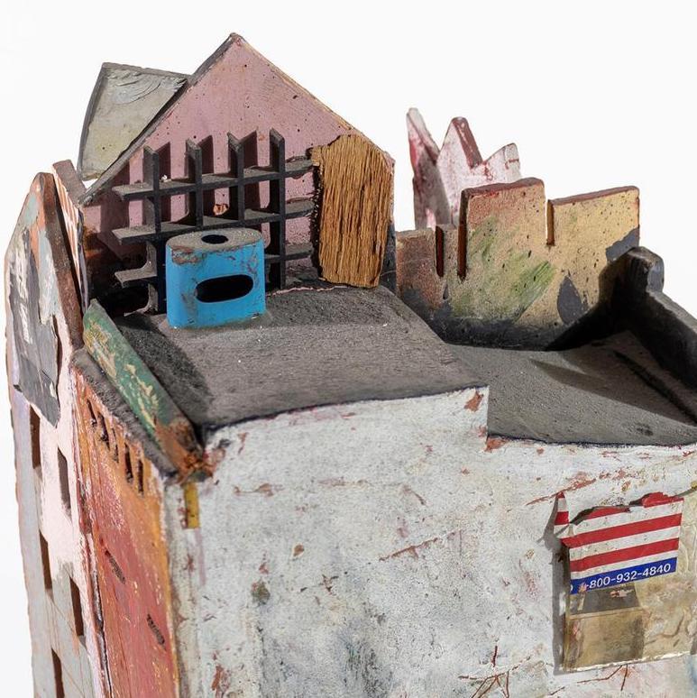 House clay sculpture of urban city row home w/ multiple Black History references For Sale 9