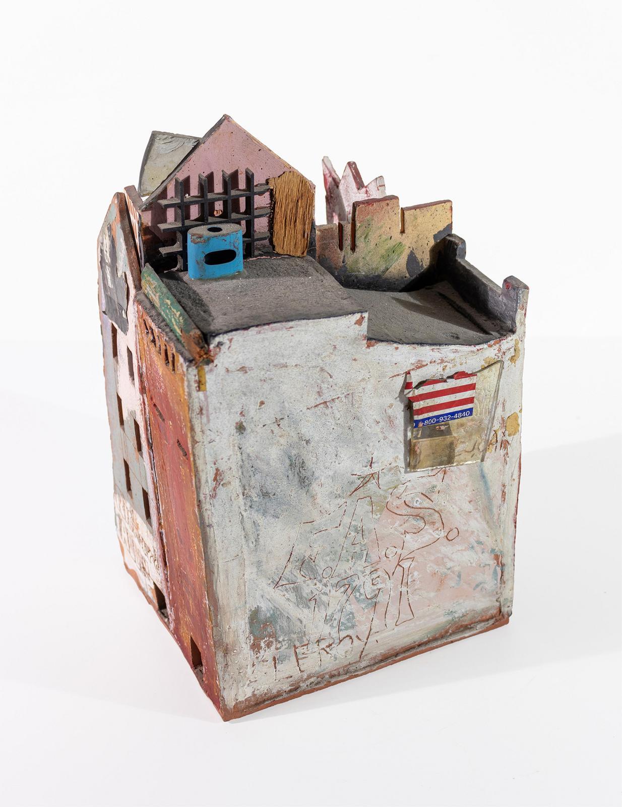 House clay sculpture of urban city row home w/ multiple Black History references For Sale 2