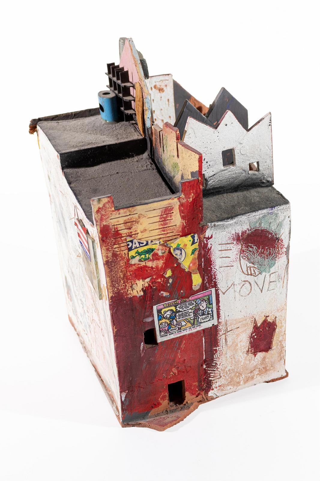House clay sculpture of urban city row home w/ multiple Black History references For Sale 3