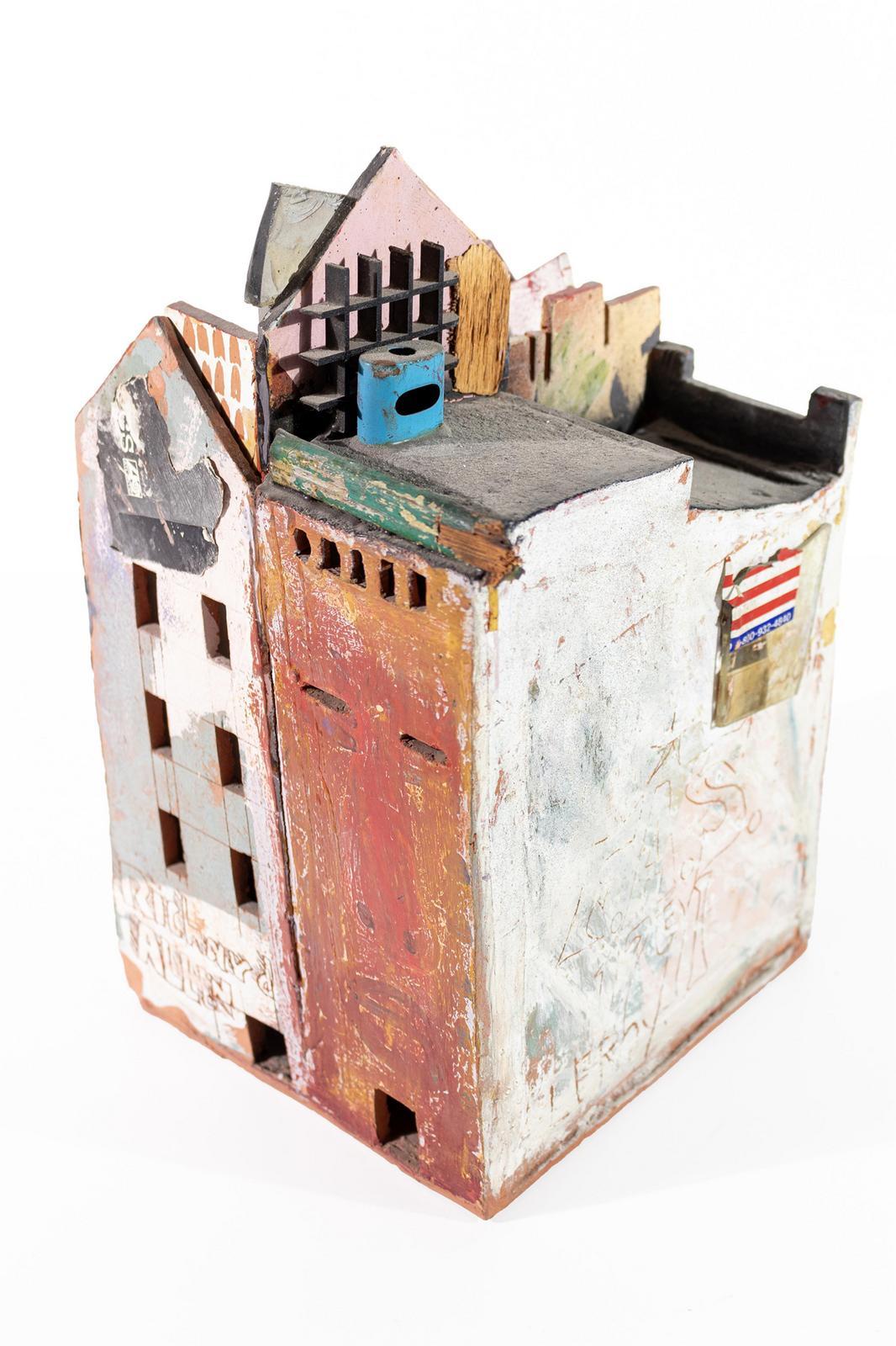 House clay sculpture of urban city row home w/ multiple Black History references For Sale 4