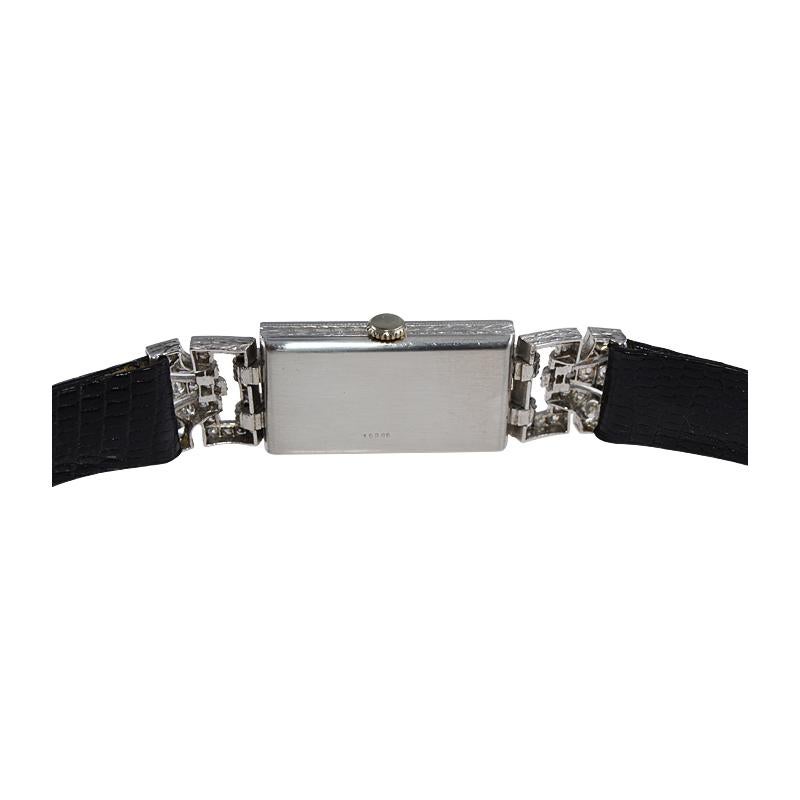 Leroy Ladies Platinum Art Deco Articulated Diamond Dress Watch For Sale 4