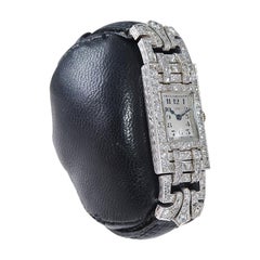 Leroy Ladies Platinum Art Deco Articulated Diamond Dress Watch