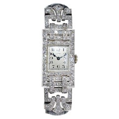 Orologio da donna Leroy in platino Art Deco con diamanti articolati