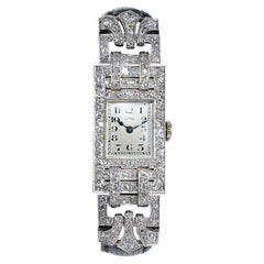 Vintage Leroy Ladies Platinum Art Deco Articulated Diamond Dress Watch