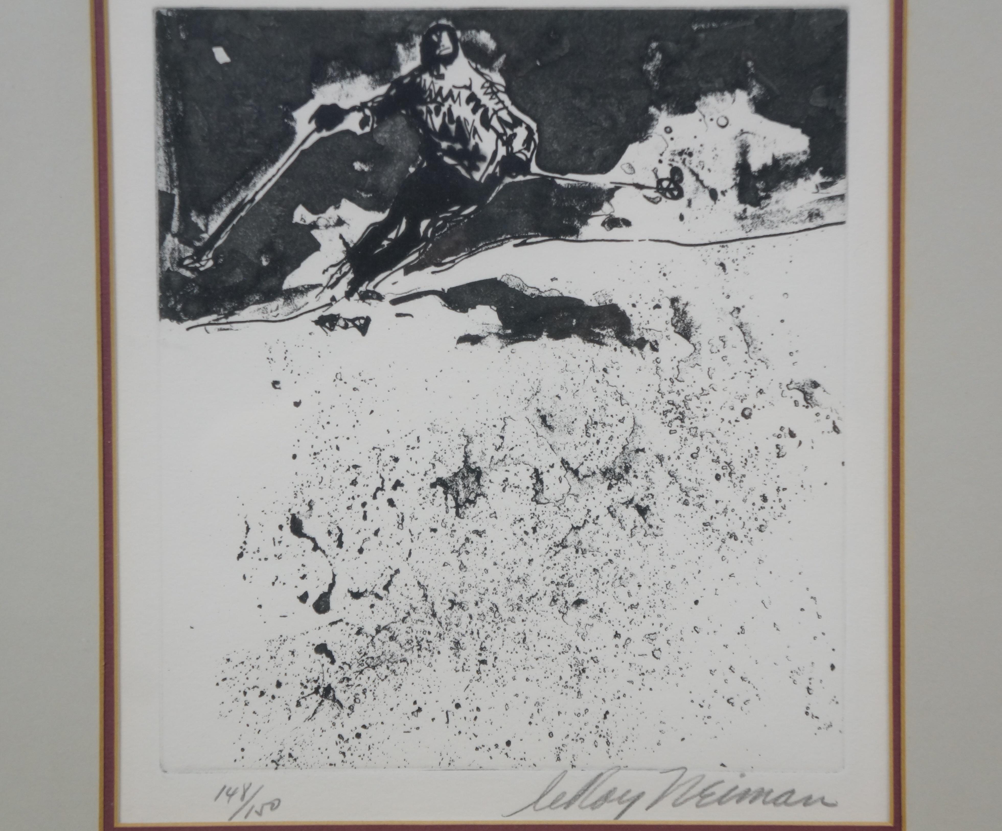 American LeRoy Neiman 1972 Signed Framed Alpine Skiing VII Etching 16
