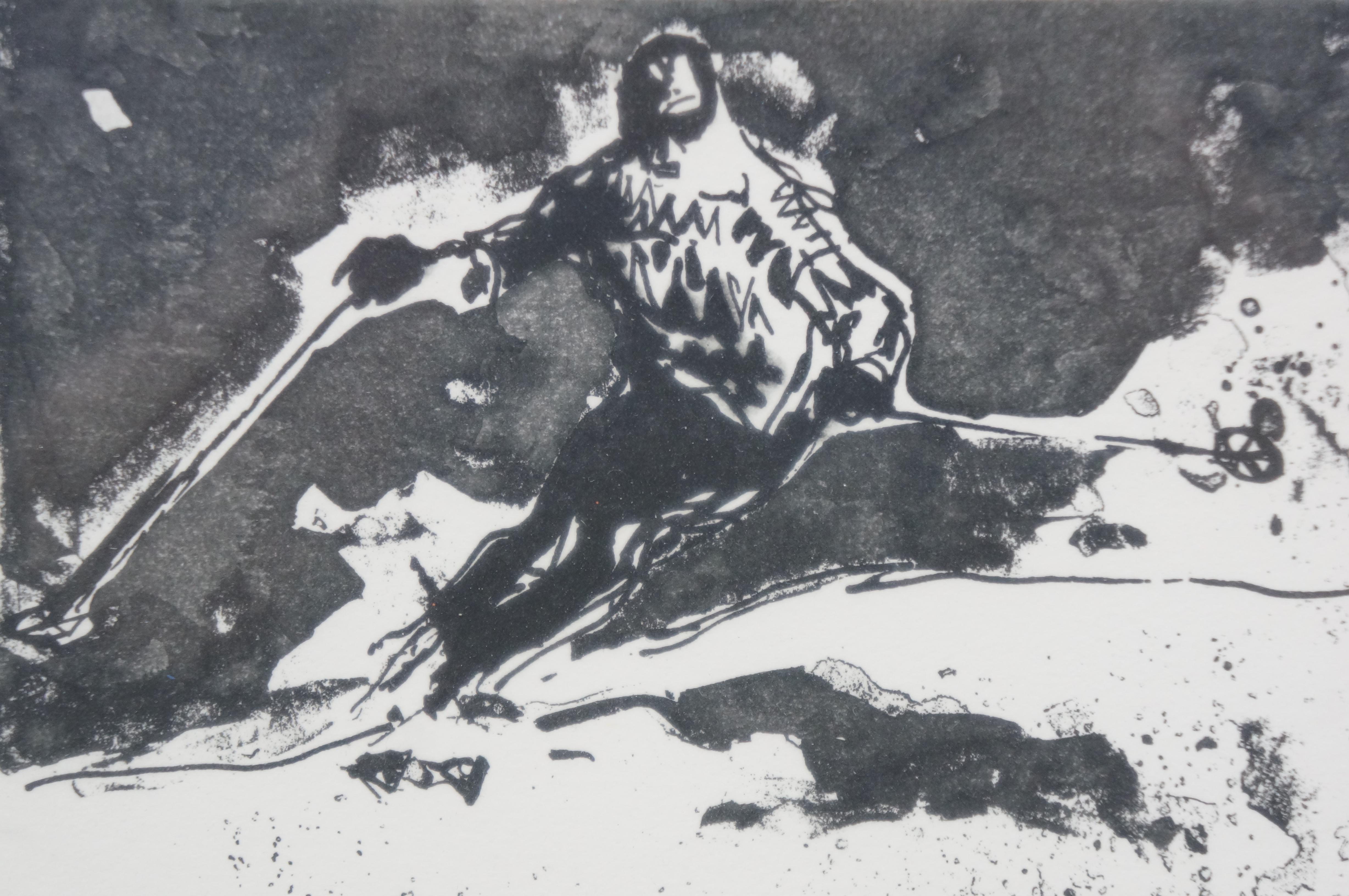 LeRoy Neiman 1972 Signed Framed Alpine Skiing VII Etching 16