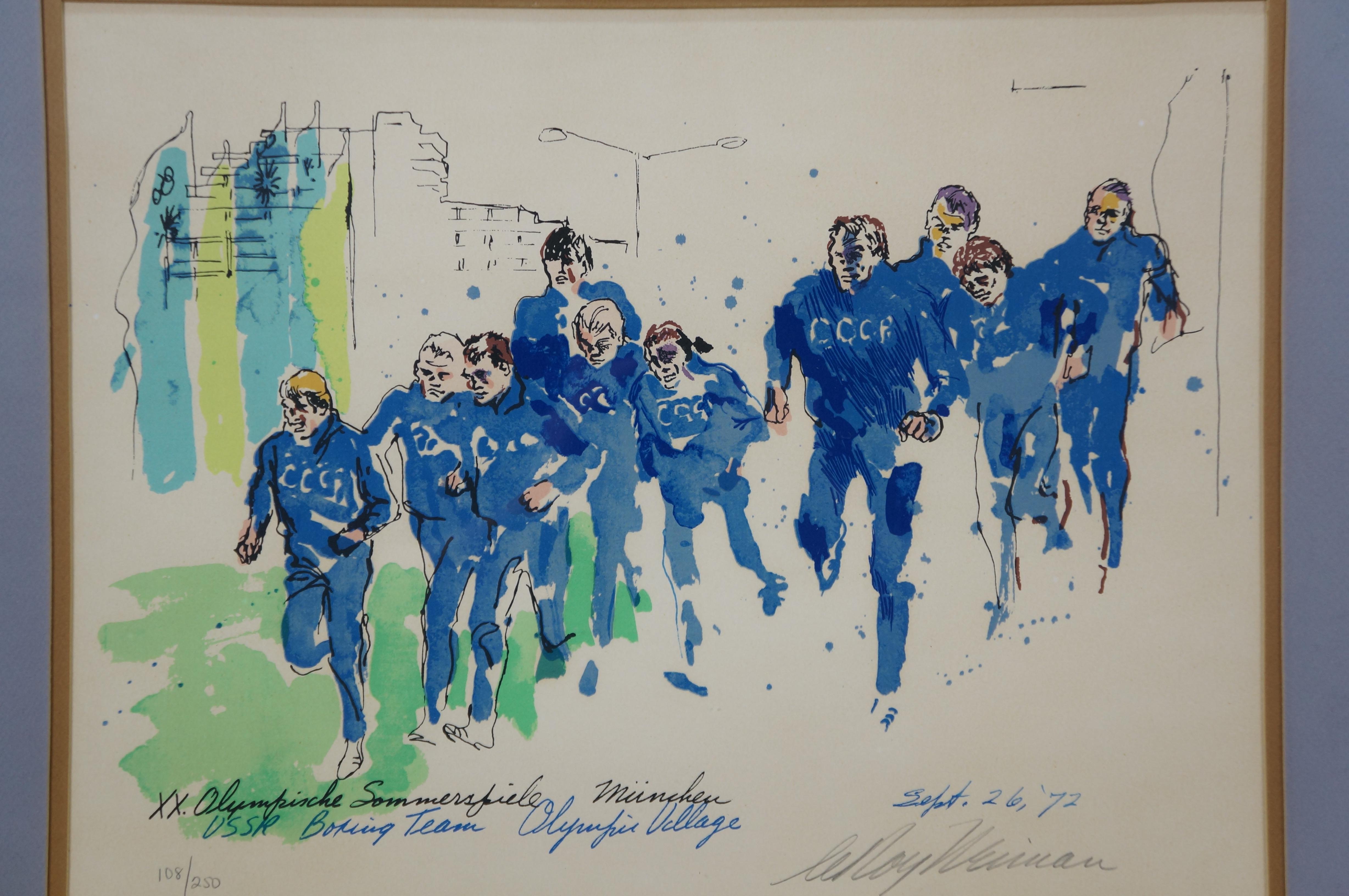 LeRoy Neiman 1972 signiert russische Boxmannschaft München Olympics Serigraphie 26
