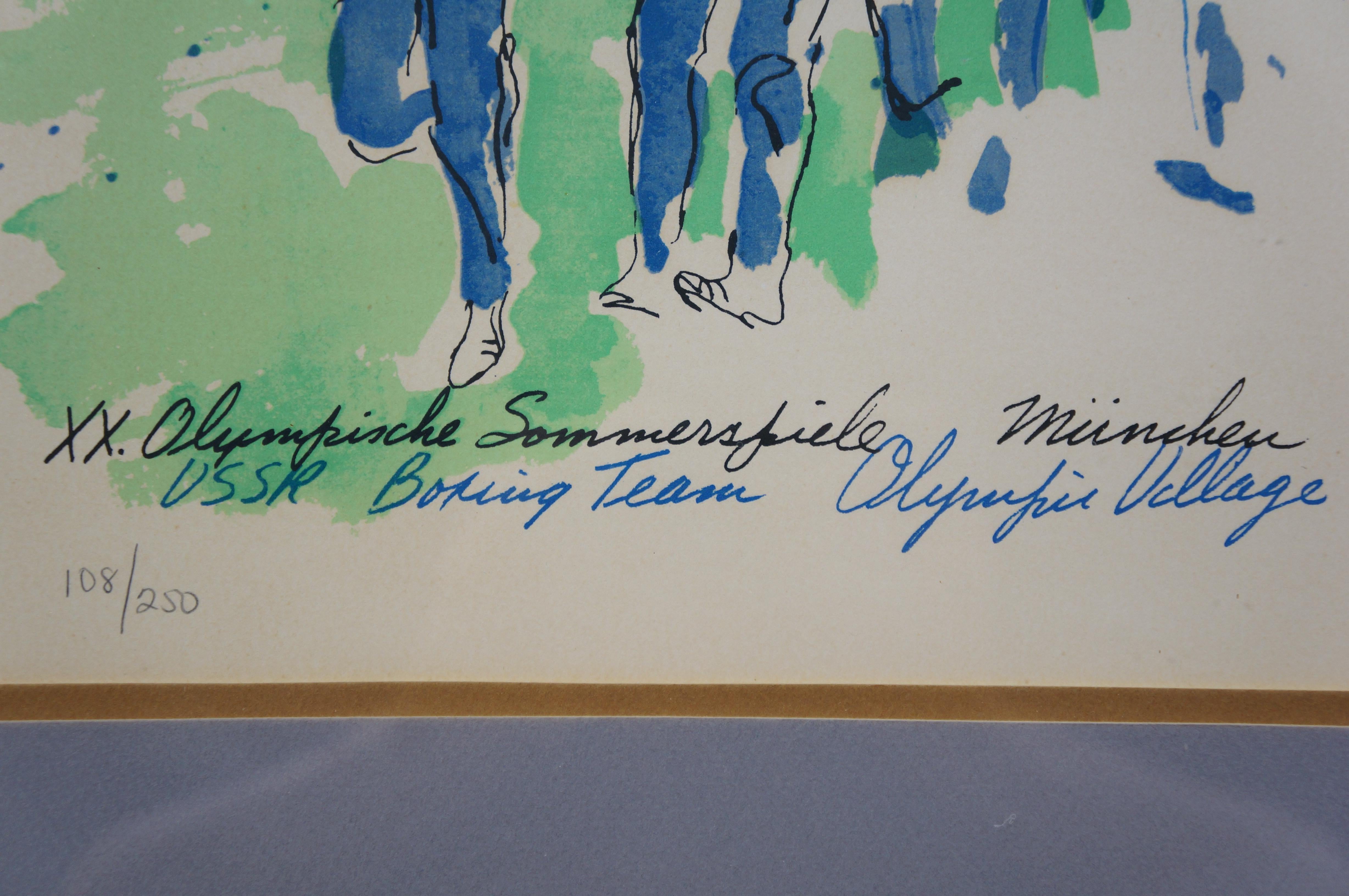 LeRoy Neiman 1972 signiert russische Boxmannschaft München Olympics Serigraphie 26