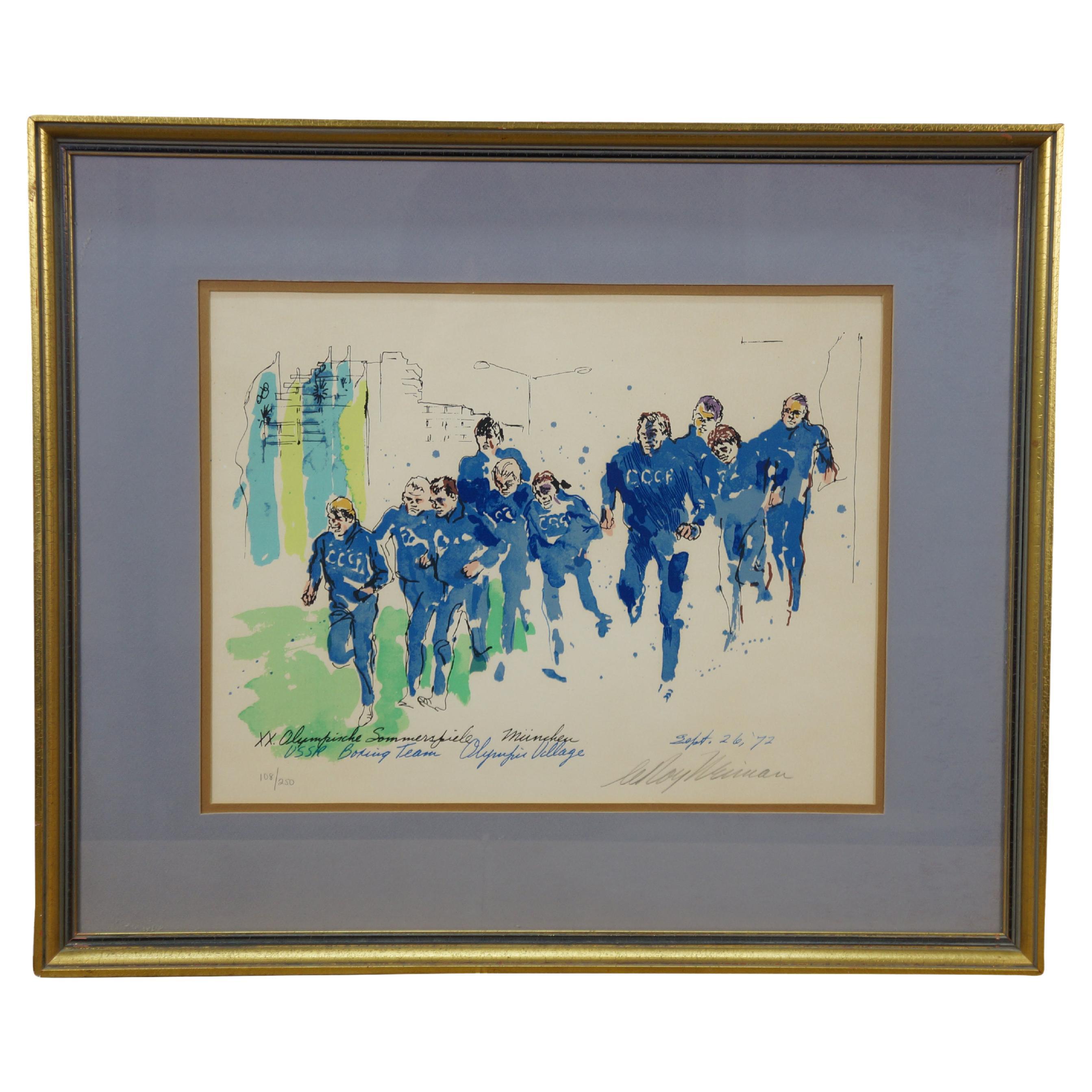 LeRoy Neiman 1972 signiert russische Boxmannschaft München Olympics Serigraphie 26"