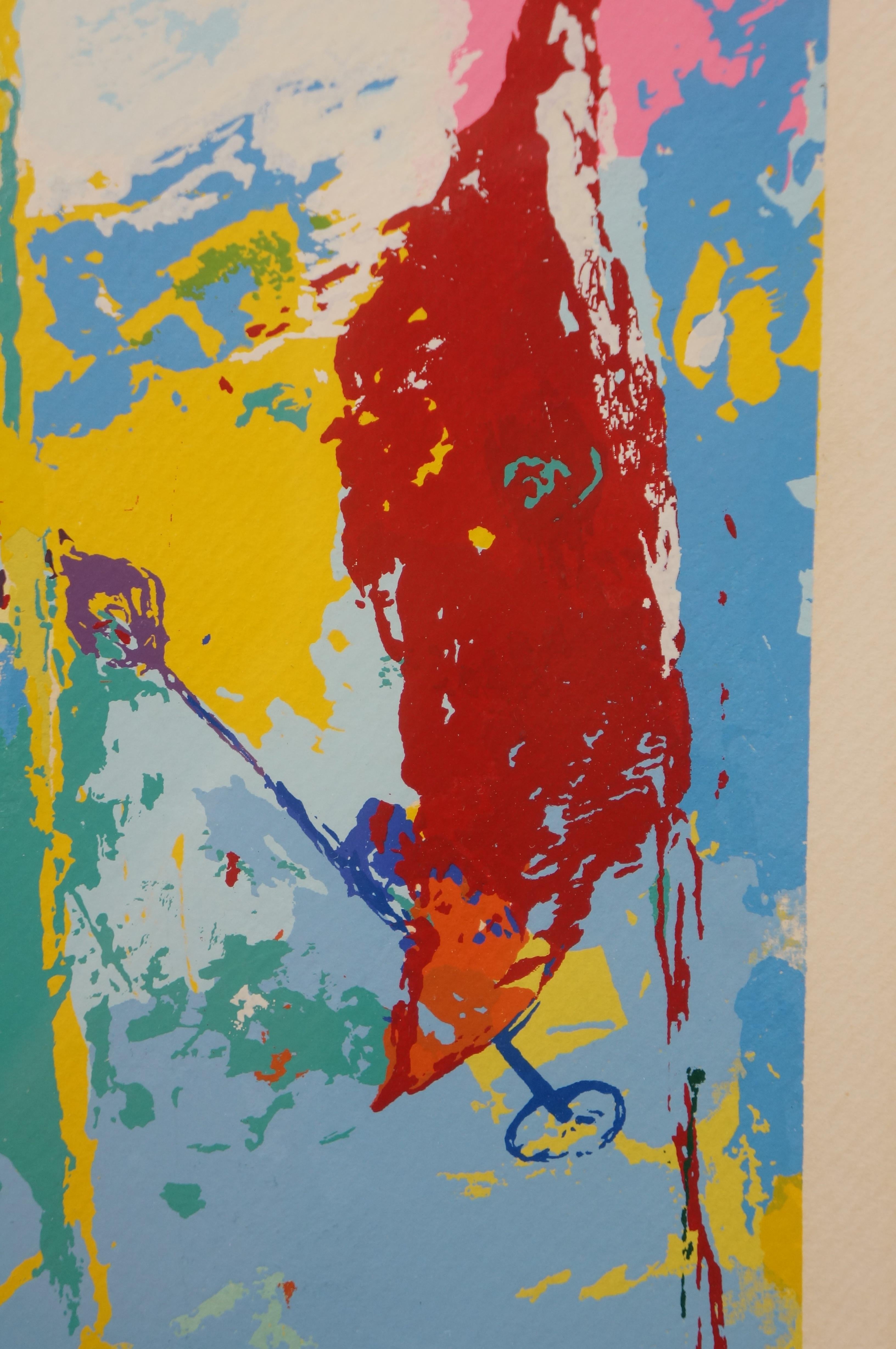 LeRoy Neiman 1973 signiert Abfahrtslauf Olymp Skifahrer Serigraphie drucken 36