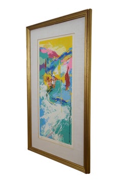 LeRoy Neiman 1973 Signed Downhill Olympic Skier Serigraph Print 36"