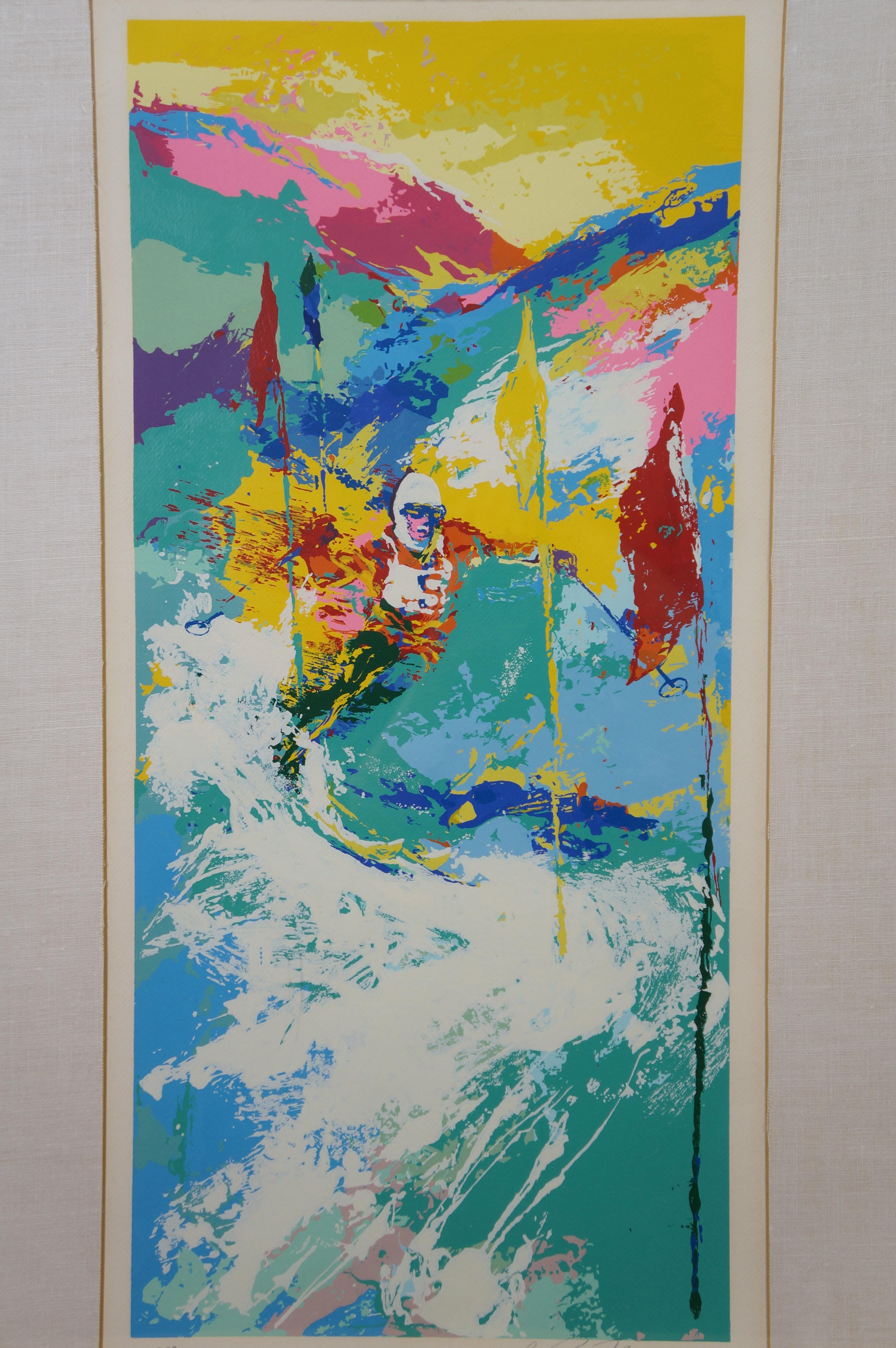 LeRoy Neiman 1973 signiert Abfahrtslauf Olymp Skifahrer Serigraphie drucken 36