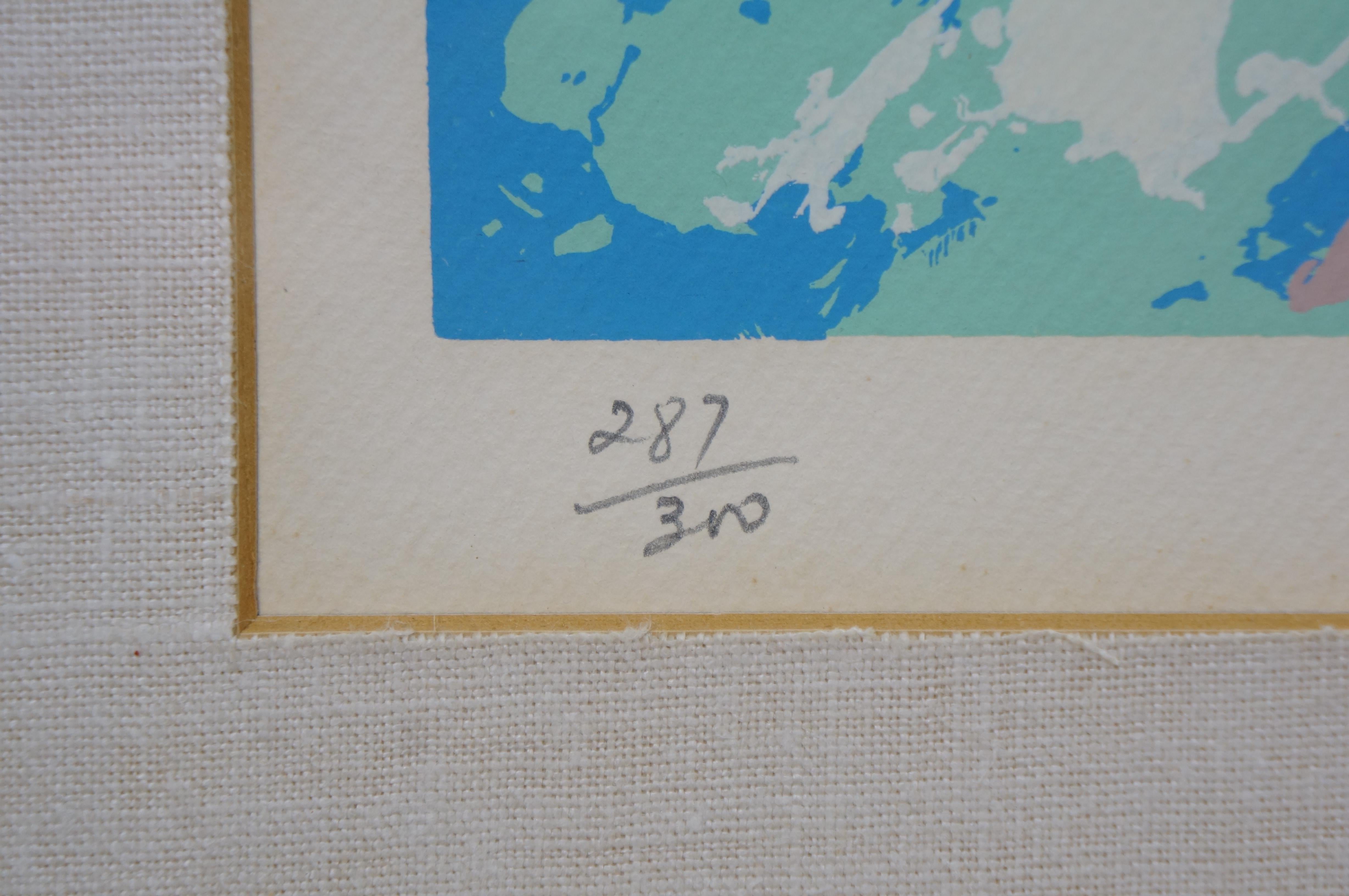 LeRoy Neiman 1973 signiert Abfahrtslauf Olymp Skifahrer Serigraphie drucken 36