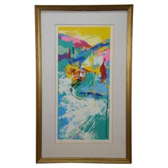 Leroy Neiman 1973 Esquiador olímpico de descenso Serigrafía 36" firmada