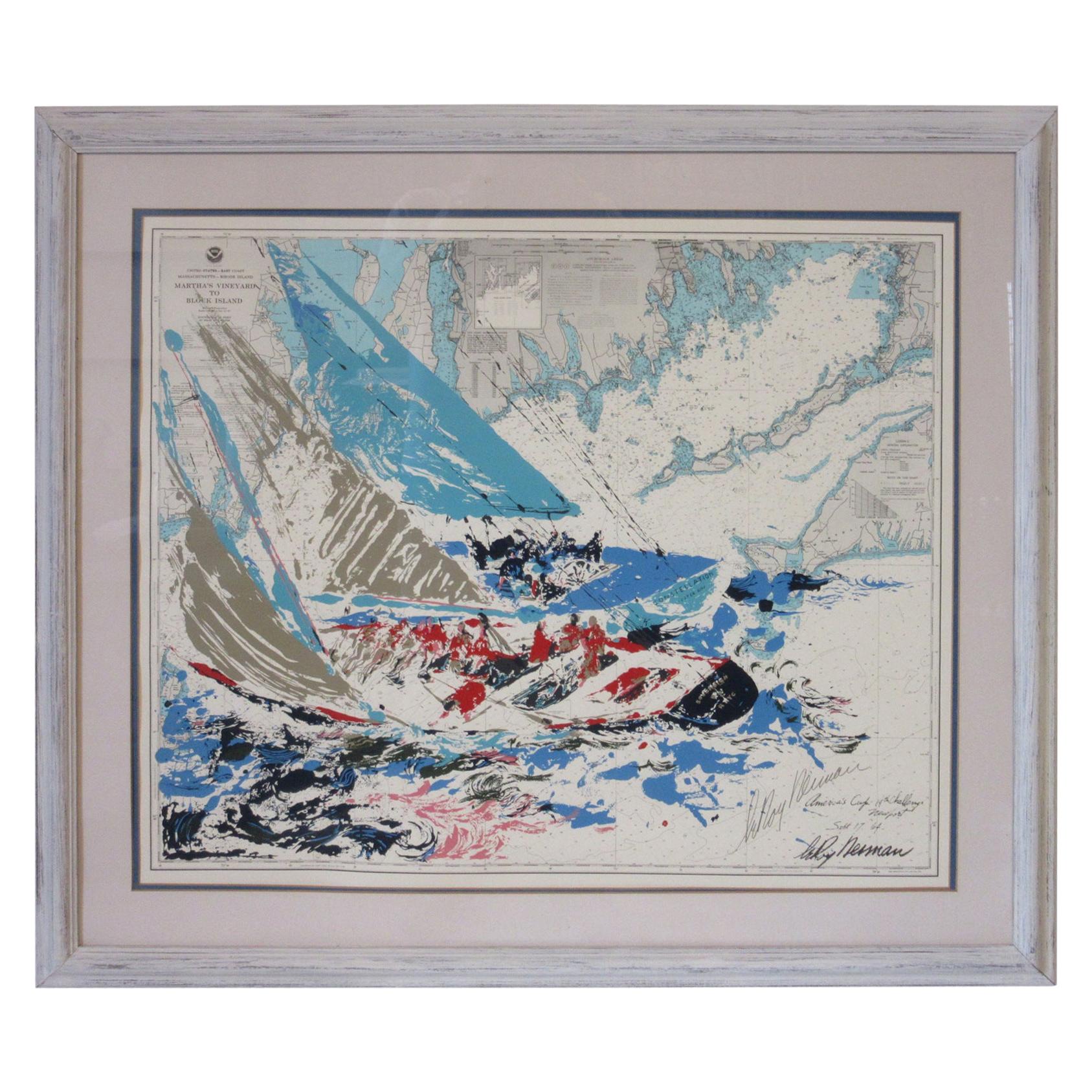 Leroy Neiman America's Cup Martha's Vineyard Pencil Signed Print