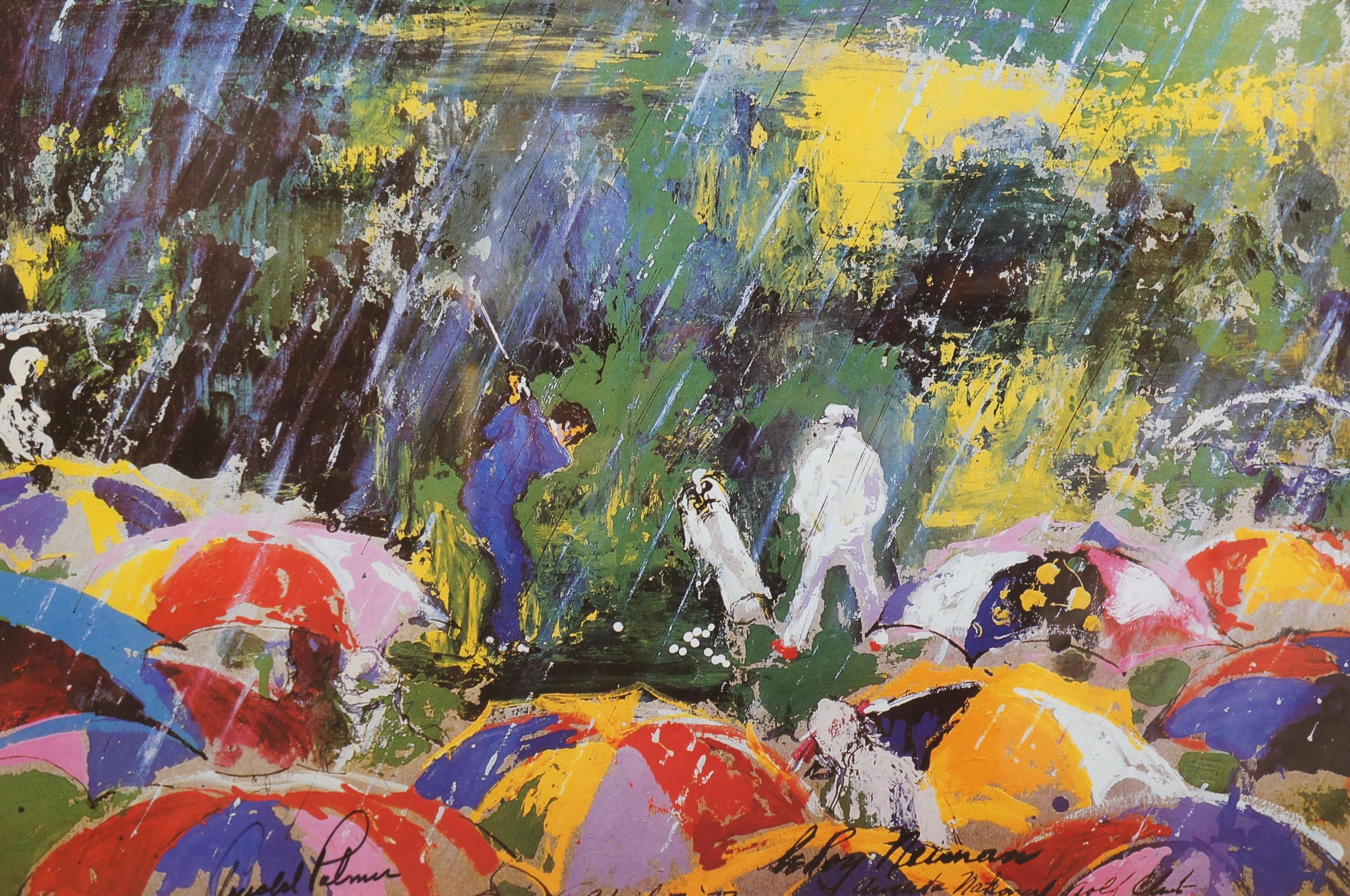 LeRoy Neiman Arnold Palmer Arnie in the Rain Poster da golf con doppia firma 37 in vendita 1