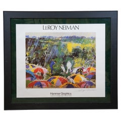 Leroy Neiman Arnold Palmer Arnie in the Rain Double Signed Golf Poster 37"