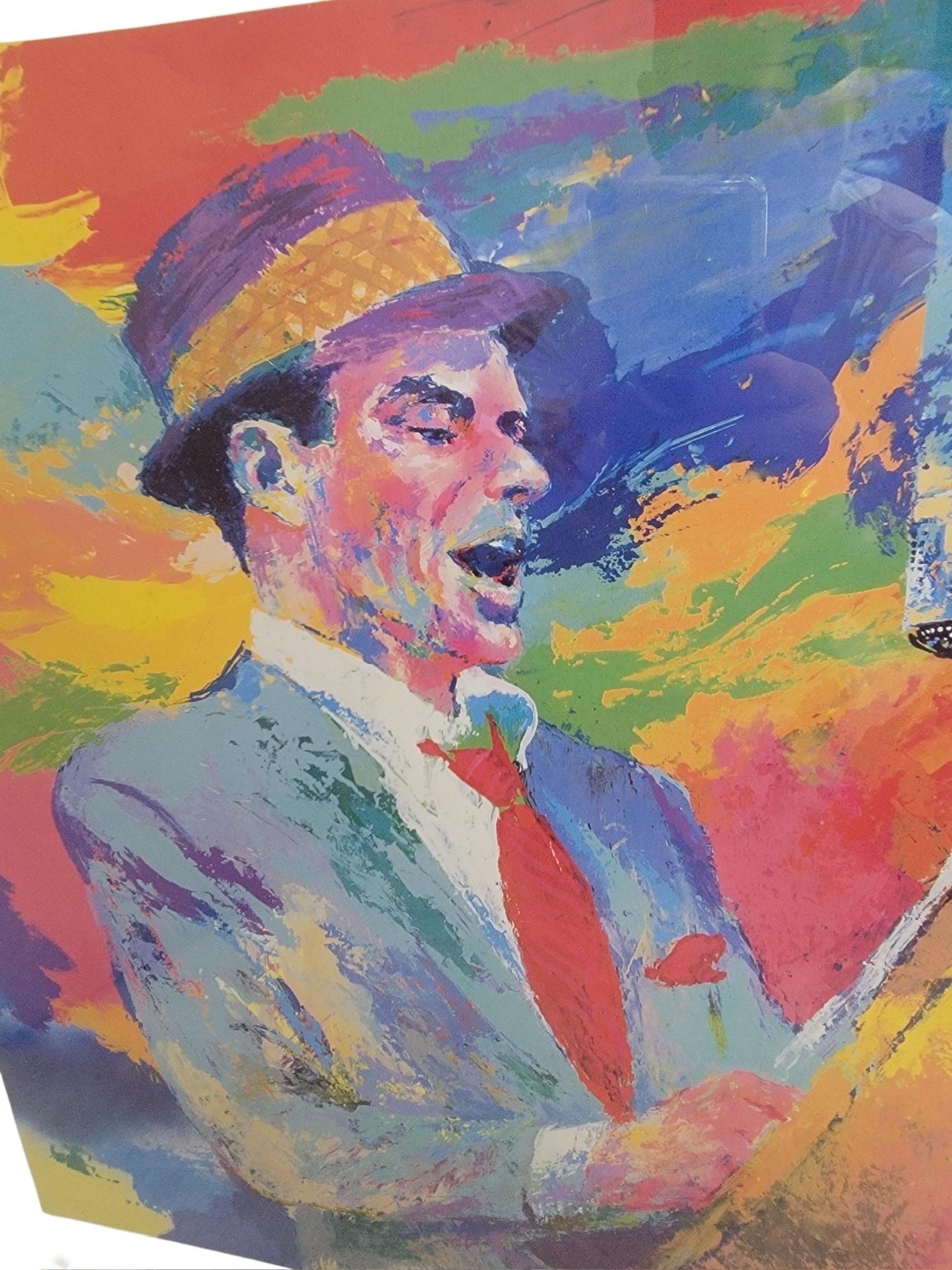 Leroy Neiman Frank Sinatra Custom Framed & Hand Signed Lithograph For Sale 1
