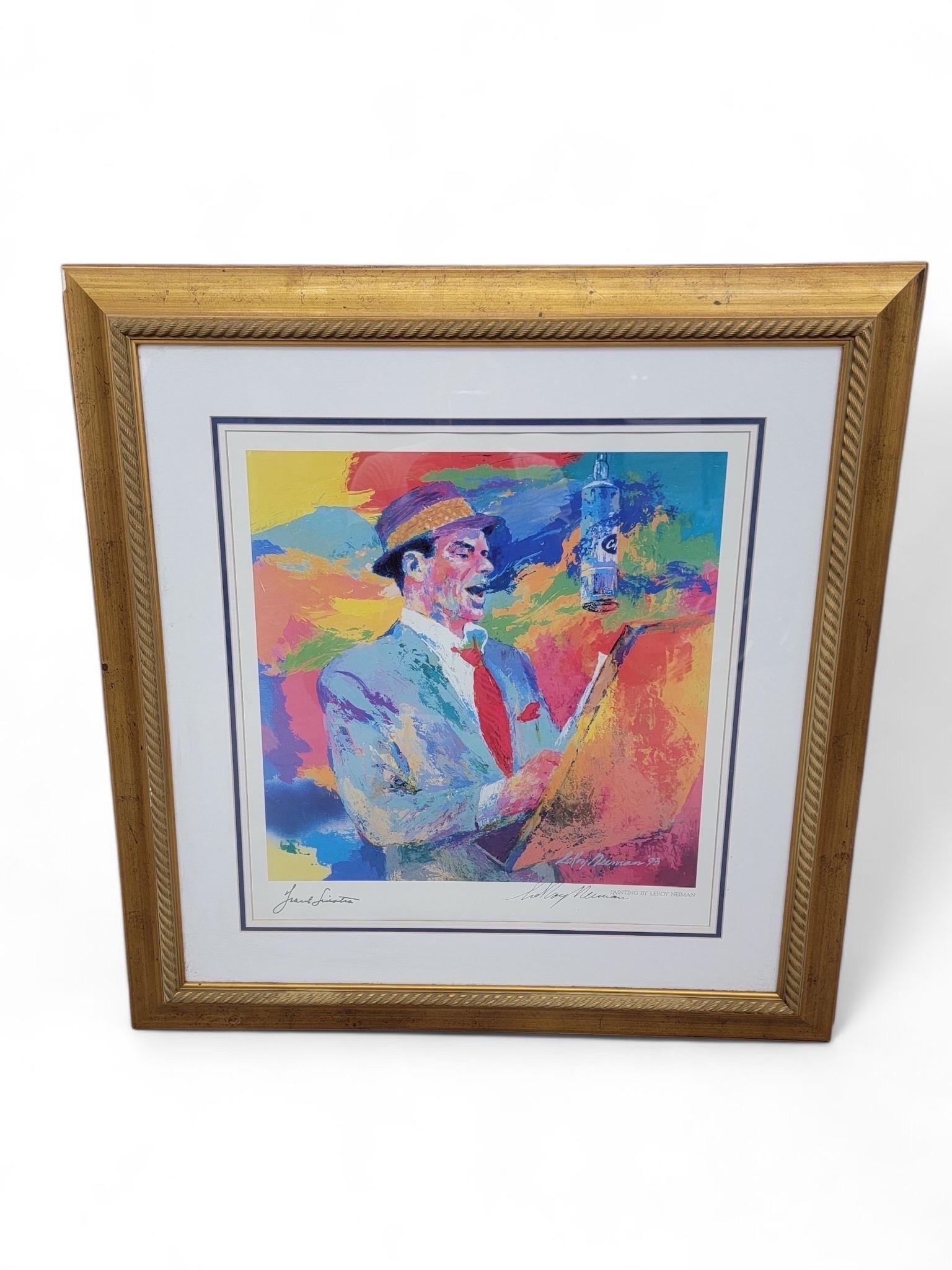 Leroy Neiman Frank Sinatra Custom Framed & Hand Signed Lithograph For Sale 3