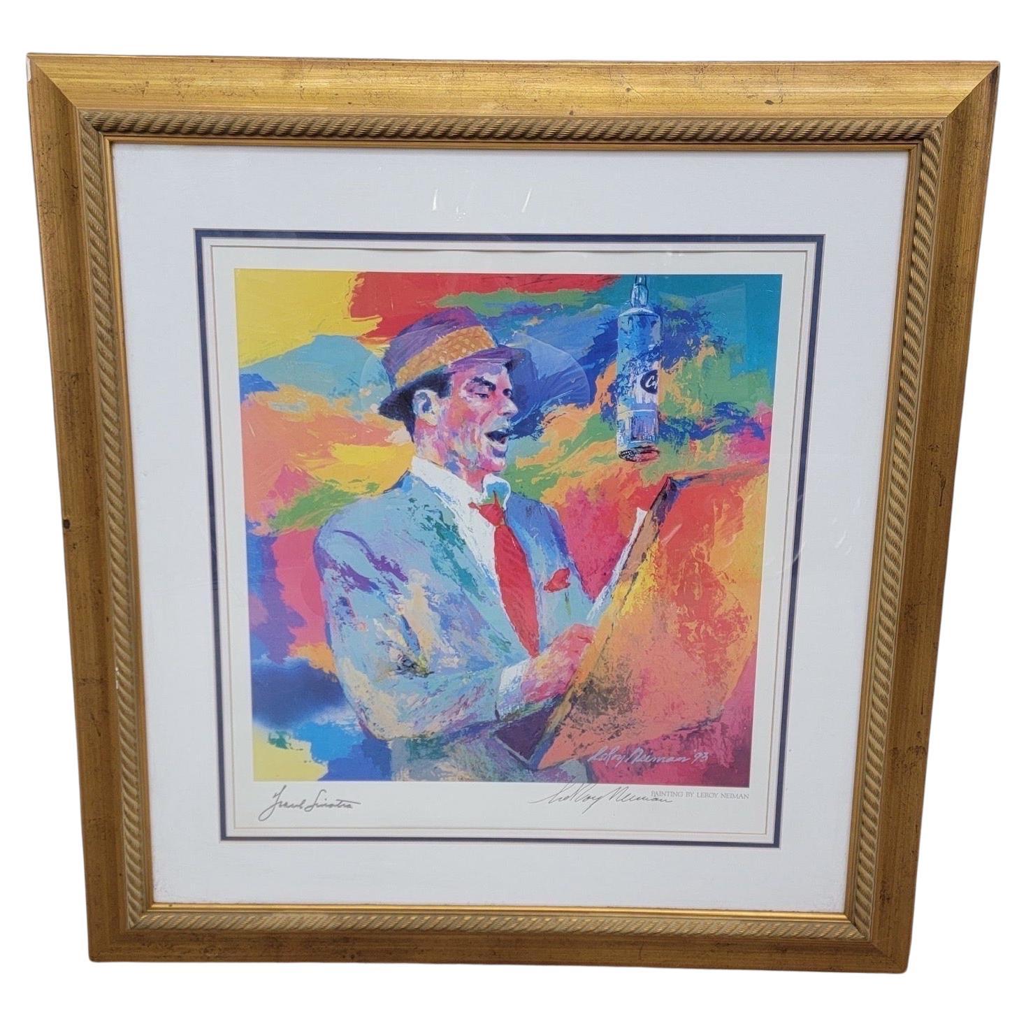 Leroy Neiman Frank Sinatra Custom Framed & Hand Signed Lithograph For Sale