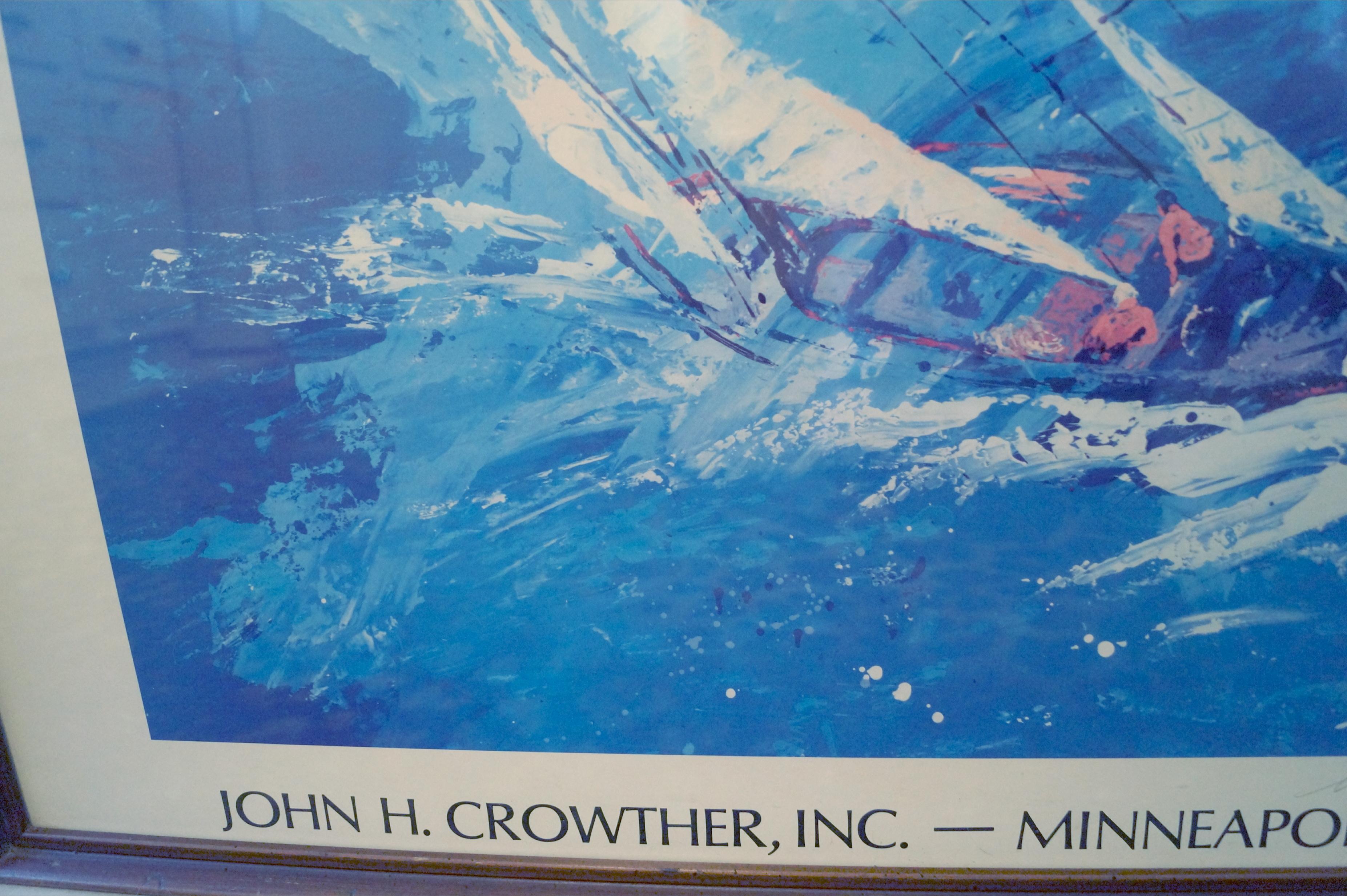 LeRoy Neiman John H. Crowther Velero Mar Firmado Litografía de mediados de siglo 1977 Papel en venta