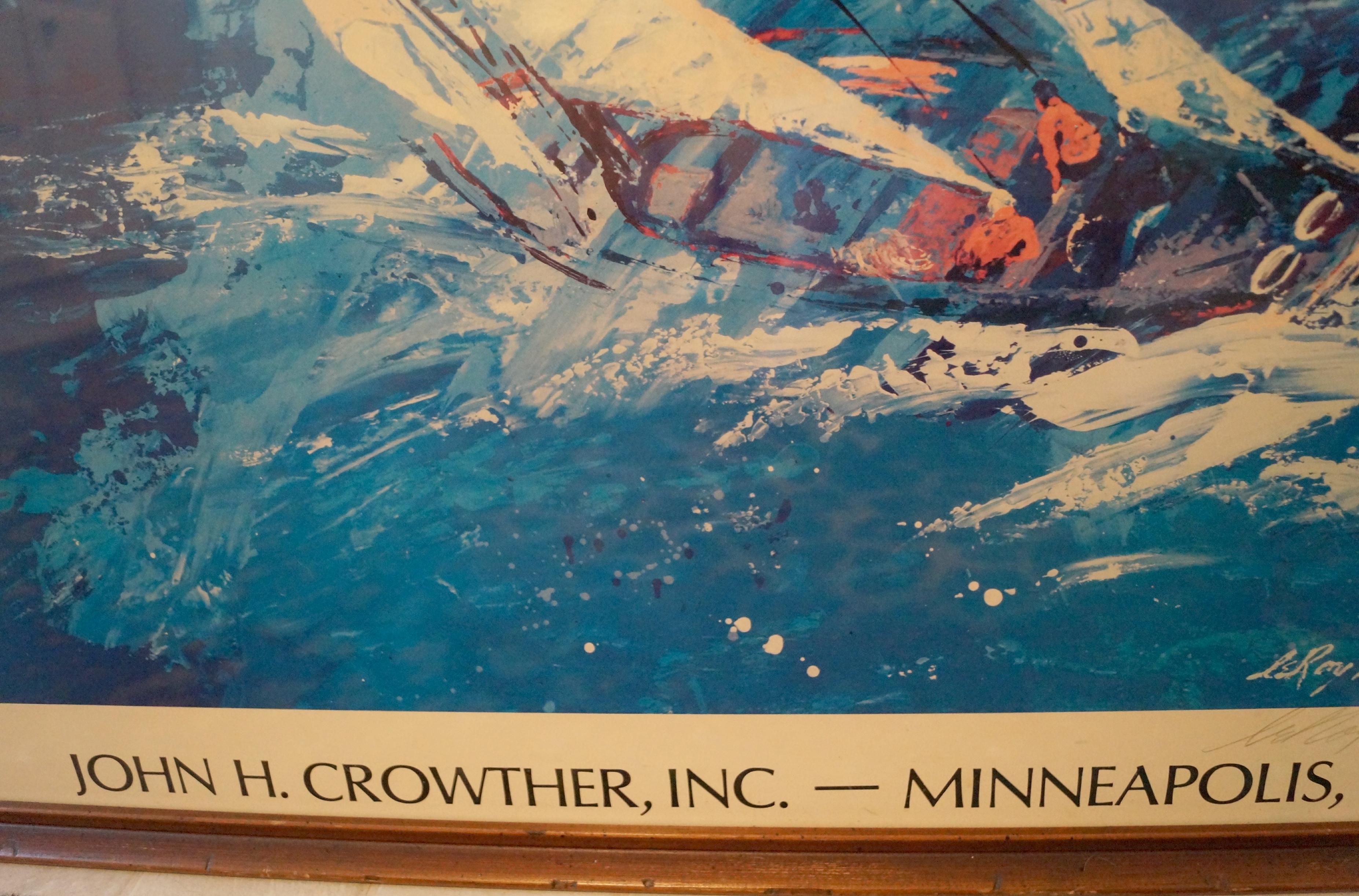 LeRoy Neiman John H. Crowther Velero Mar Firmado Litografía de mediados de siglo 1977 en venta 1