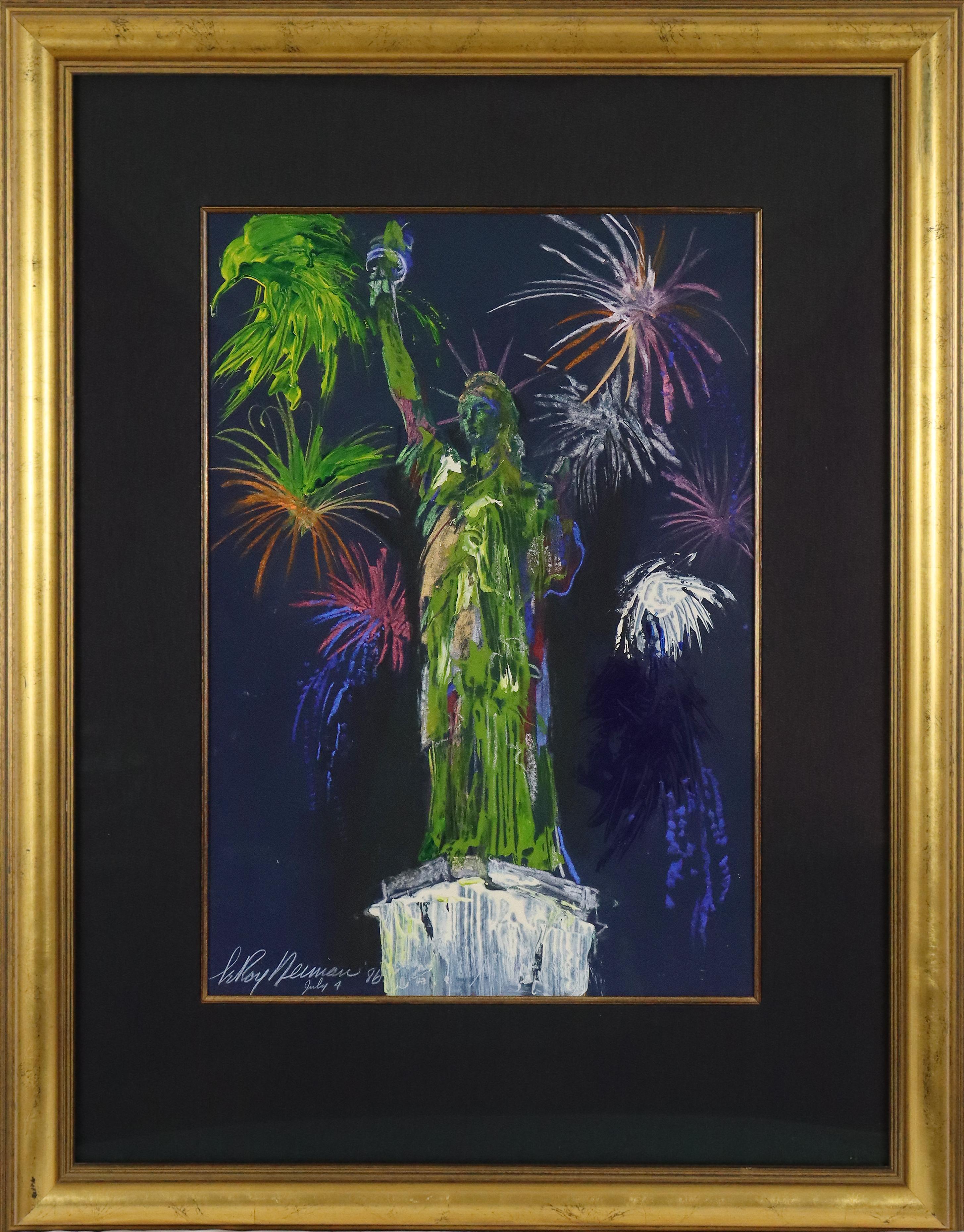 LeRoy Neiman (American, 1921-2012)
Statue of Liberty, July 4, 1986
Signed and Dated Lower Left
Acrylic Paint and Chalk
24 x 16 inches
37.5 x 29.25 inches with frame


Mr. Neiman's kinetic, quickly executed paintings and drawings, many of them
