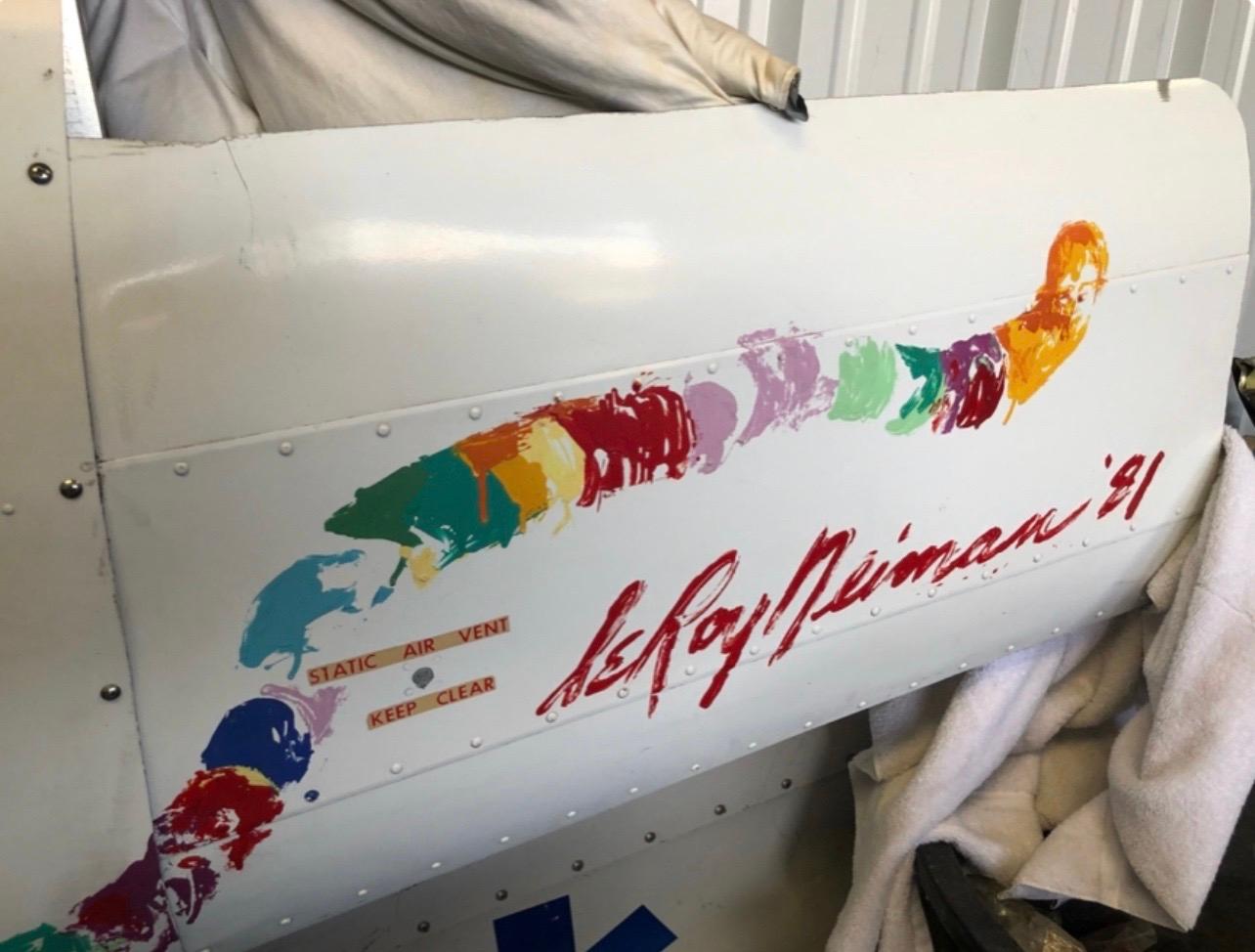 Leroy Neiman, Original Painting One of a Kind Helicopter Fuselage Flying Tiger In Good Condition For Sale In San Diego, CA