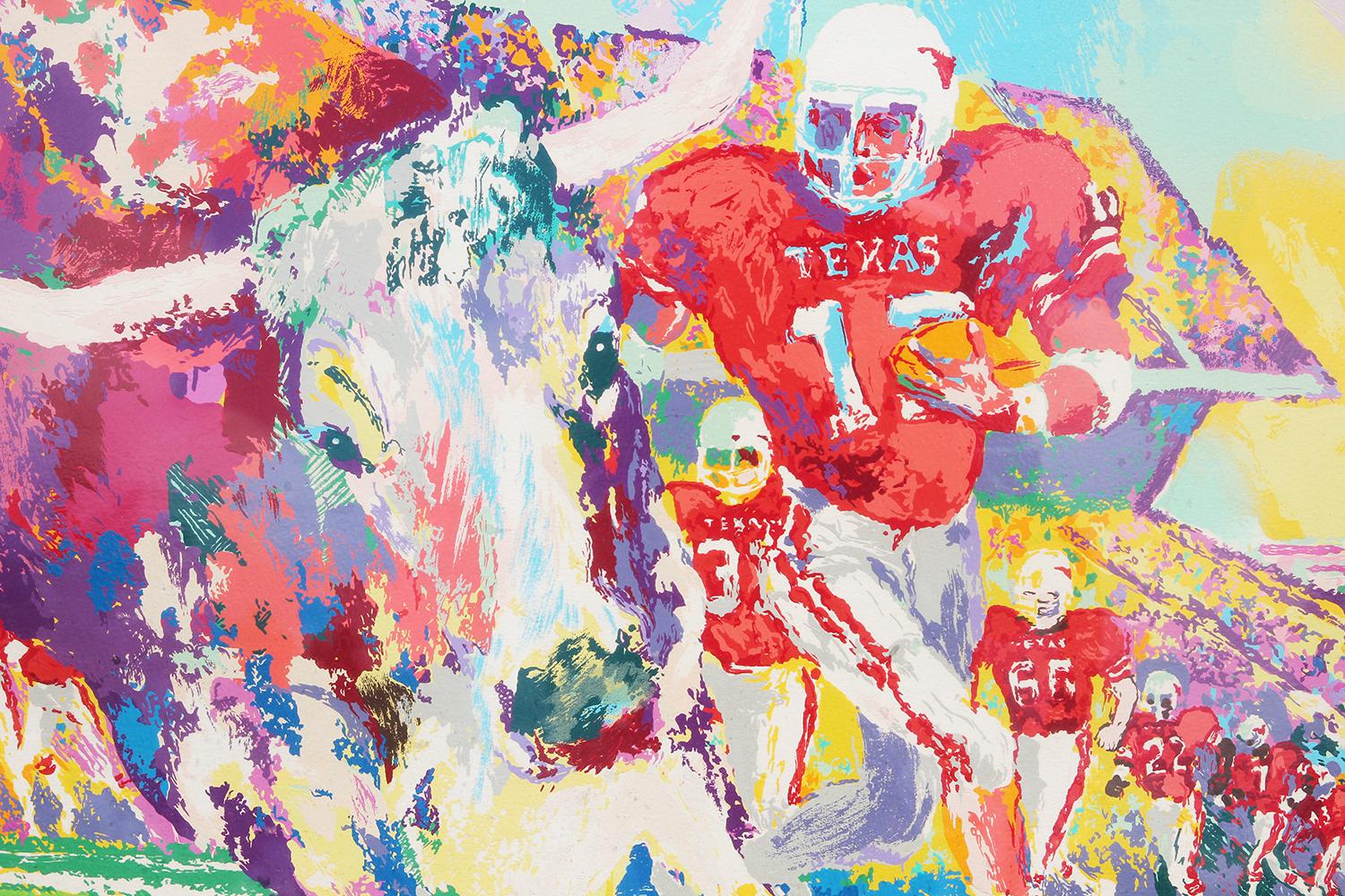Colorful Abstract Contemporary Texas Longhorn Football Game Lithograph  1